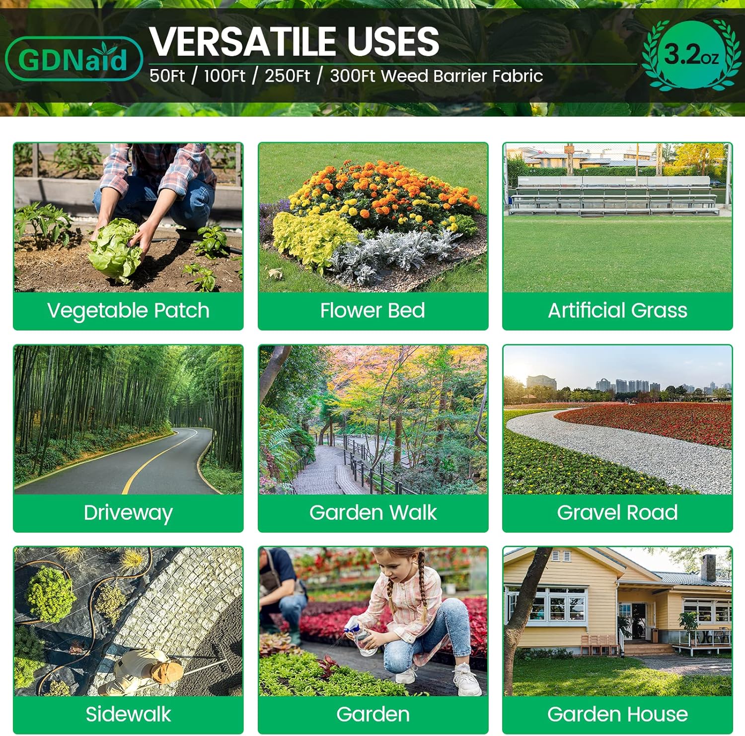 4ftx100ft Weed Barrier Landscape Fabric Heavy Duty, 3.2oz Weed Barrier Fabric, Easy Setup Woven Garden Weed Fabric