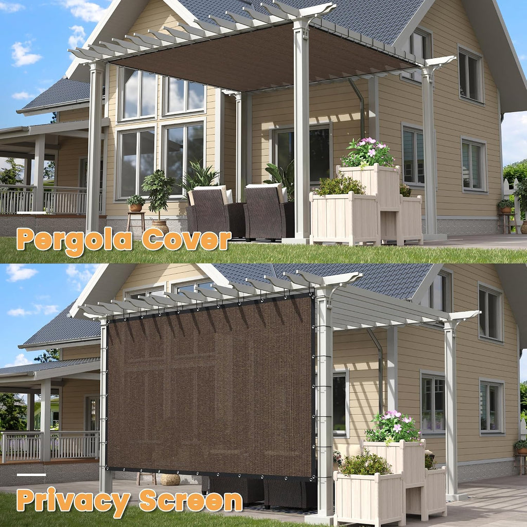 VICLLAX Shade Fabric Sun Shade Cloth Privacy Screen with Grommets for Patio Garden Pergola Cover Canopy 6x10 FT, Mocha