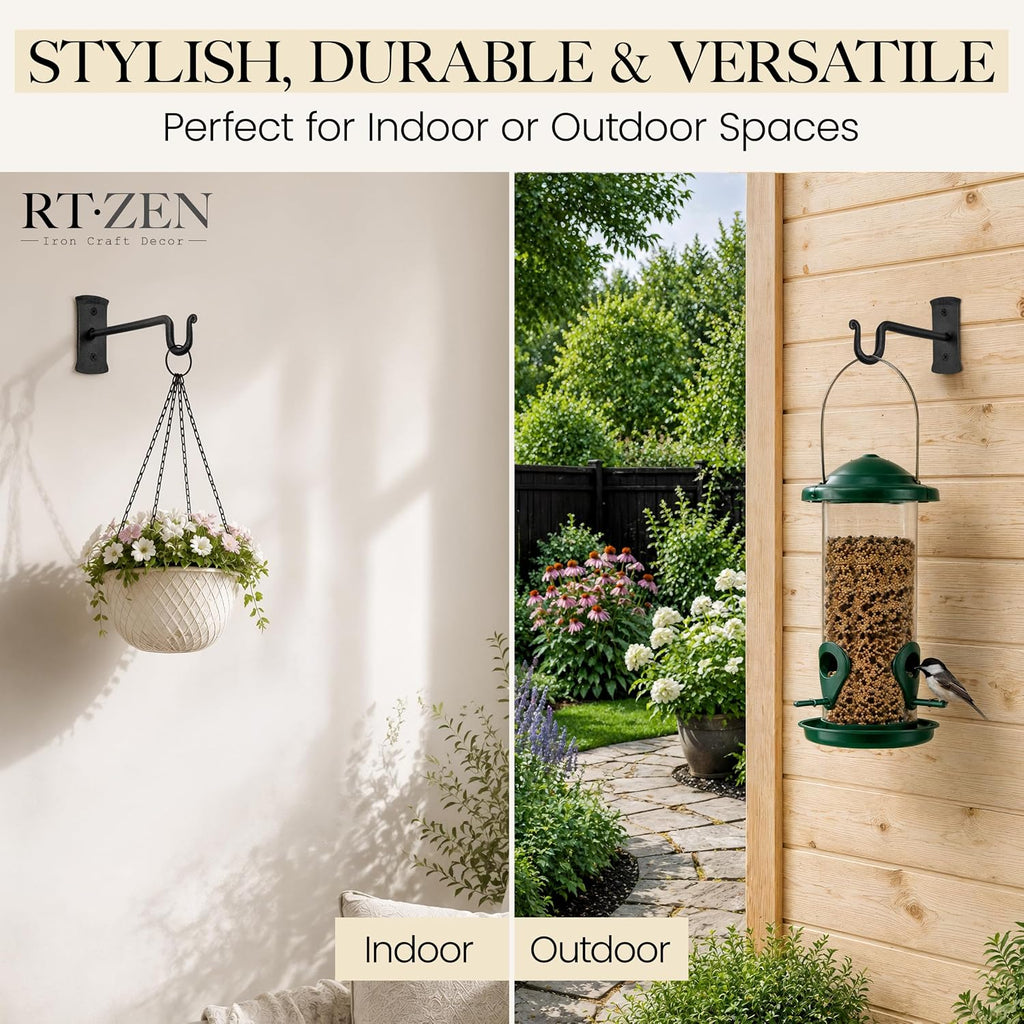 Plant Hangers Outdoor or Indoor Heavy Duty Wall Bracket Hooks | Wrought Iron Metal Hanger Indoor Hook for Hanging