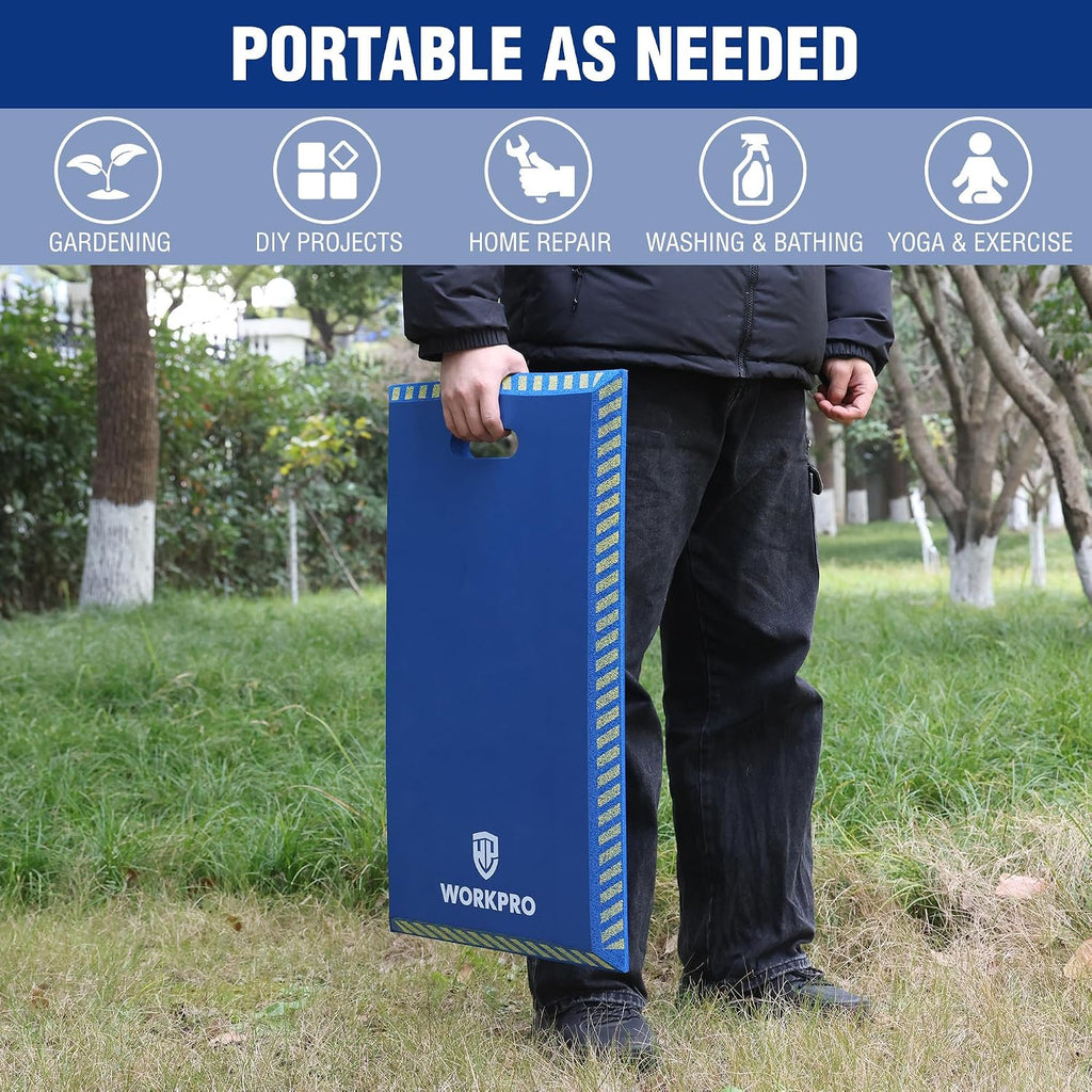 WORKPRO Extra Thick Kneeling Pad, Blue, 28 x 16 x 1.2in | Soft NBR Foam Knee Cushioning, Extra Large Foam Kneeler Mat