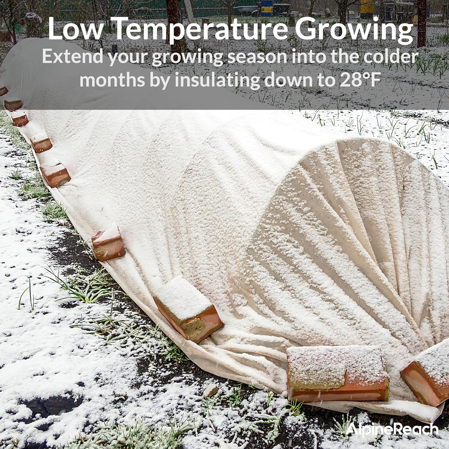 AlpineReach Plant Covers Frost & Sun Protection 10 x 30 ft - Thick 1.2 oz/yd² Freeze Blanket to Low 28 °F Temperatures