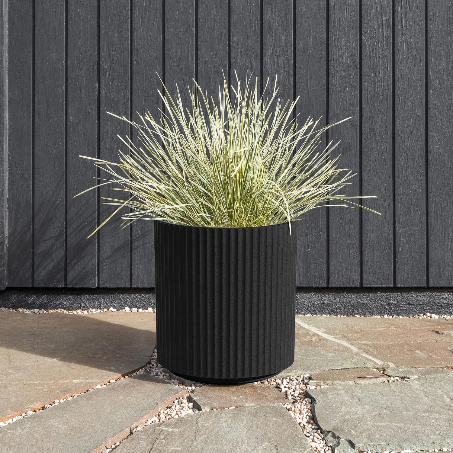 Veradek Demi Series Planter - Large Round Outdoor Planter | Made From a Durable Plastic-Stone Composite With