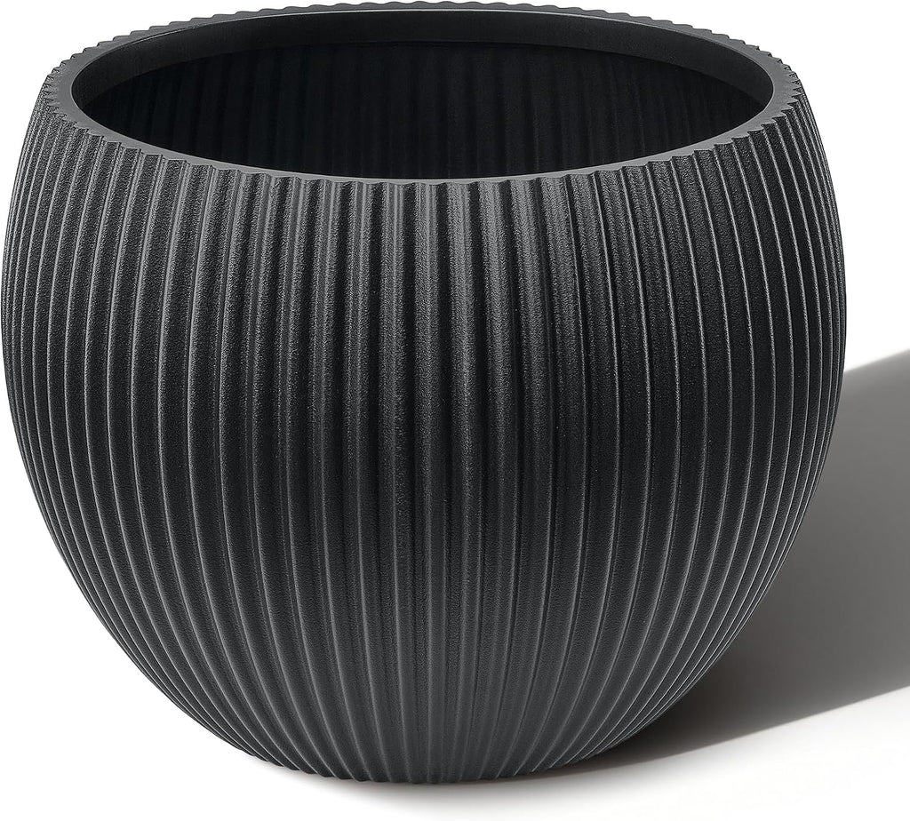 14.5 Inch Large Black Plastic Flower Pot with Drainage Plug | Thickened lightweight construction supports monstera