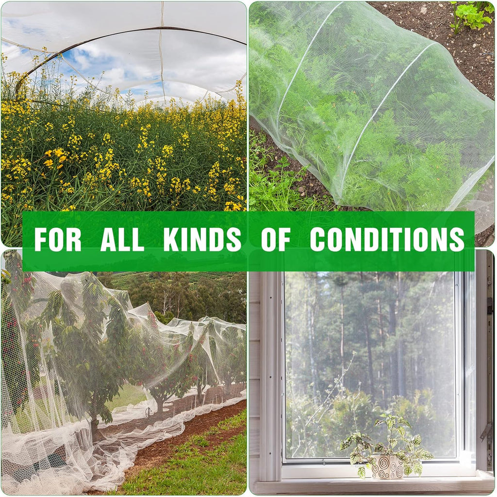 Woanger 10 X 100 Ft White Garden Bug Netting Ultra Fine Mesh for Plants | Insect Bird Barrier Protecting Raised Bed
