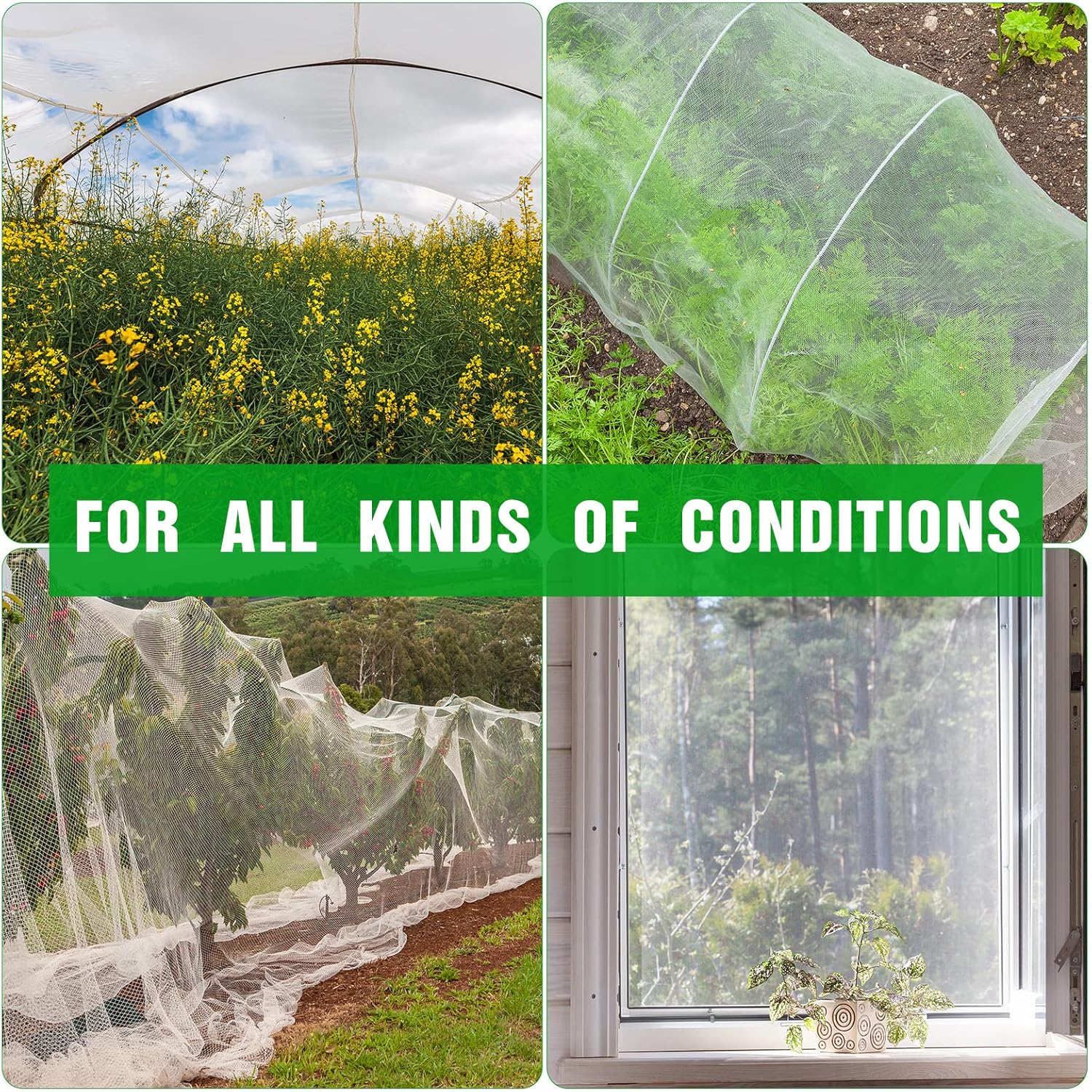 Woanger 10 X 100 Ft White Garden Bug Netting Ultra Fine Mesh for Plants | Insect Bird Barrier Protecting Raised Bed
