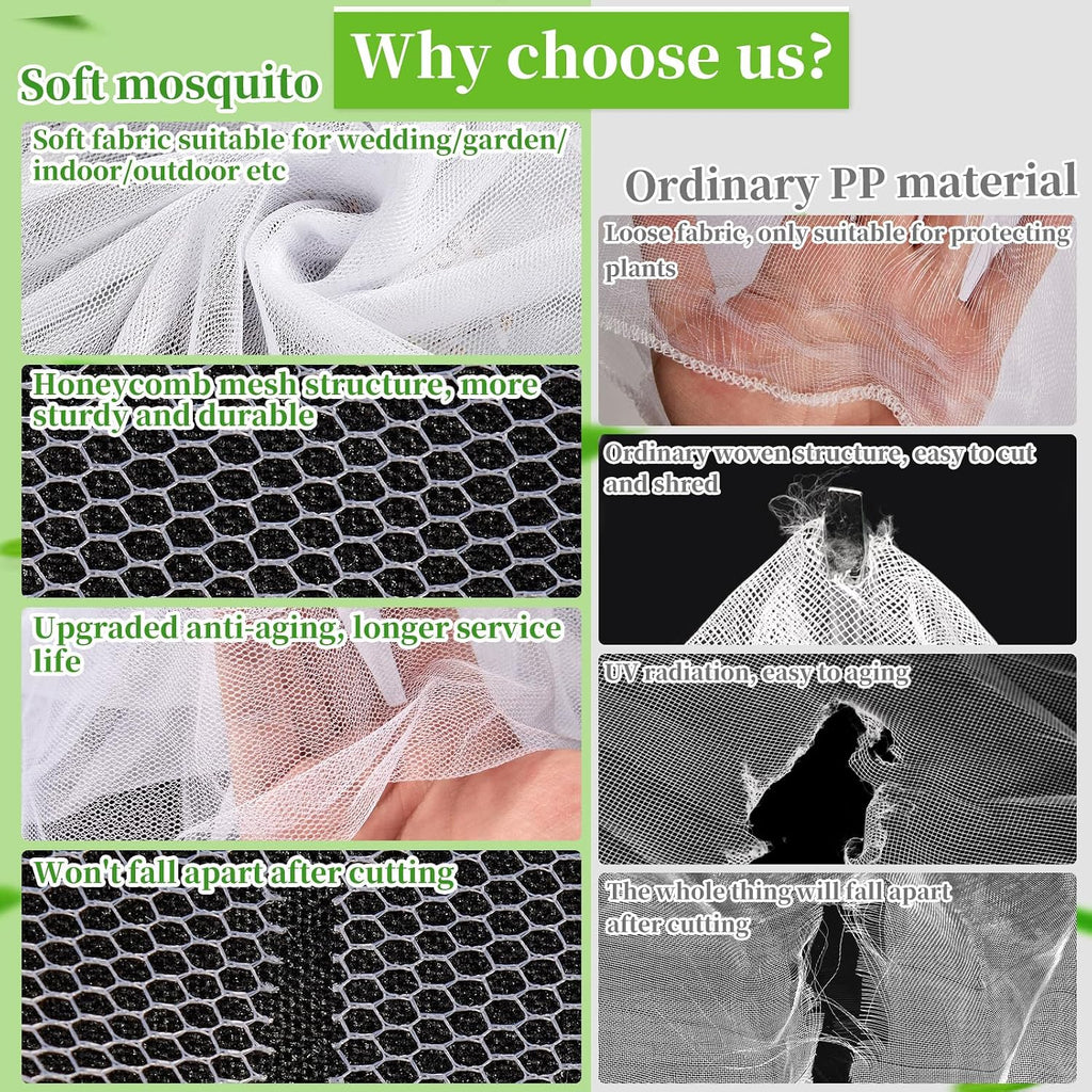 78 x 10 Ft Mosquito Netting for Garden Patio, White | Breathable Mesh Net for Vegetables, Fruits and Flowers, Used as a
