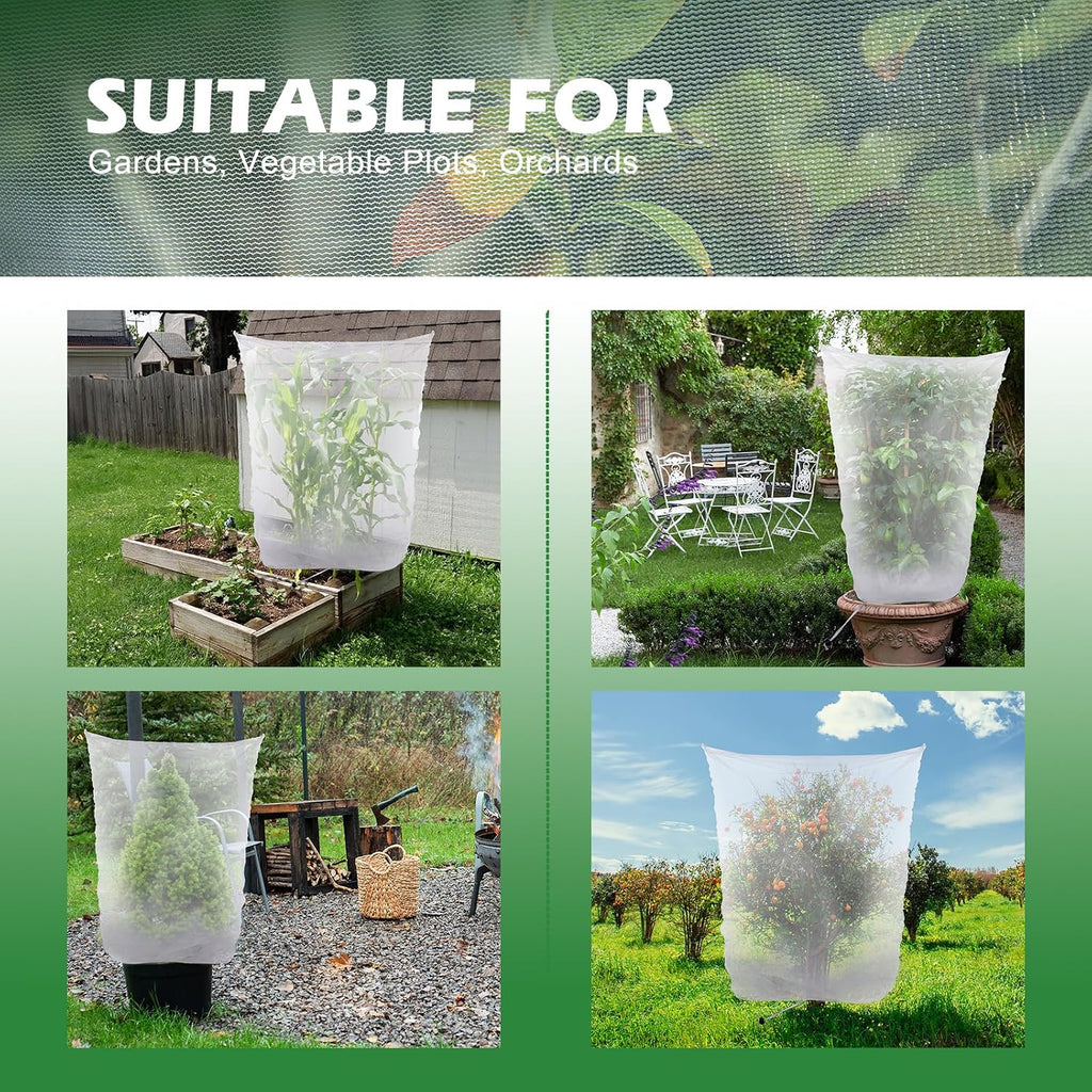 CHANGE MOORE Insect Bird Mesh Netting for Garden, Fruit Protection Bags with Drawstring, 3.2 Ft x 2.6 Ft Perfect for