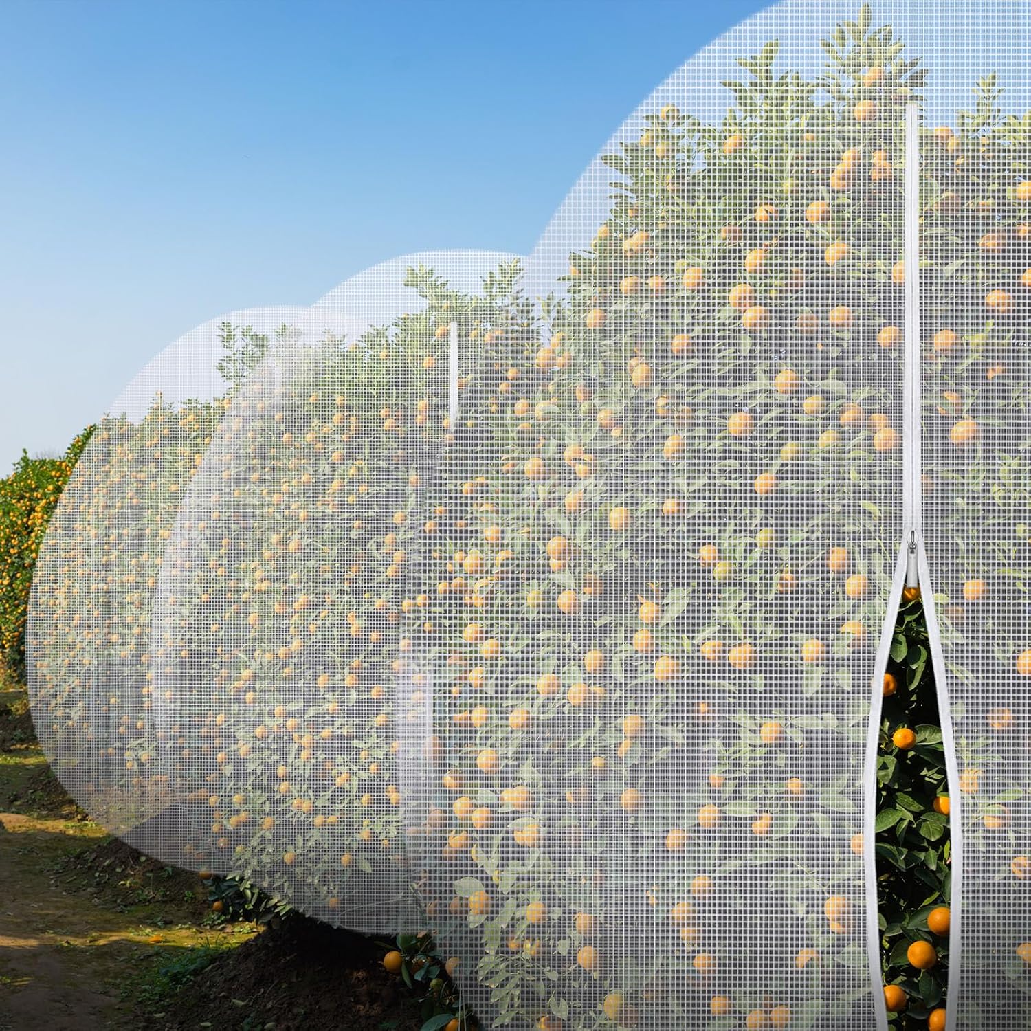 2 Pcs Large Fruit Tree Netting 15 X 15 Ft with Zipper Drawstring | Protect Fruit from Squirrels Birds Bug Deer & Rat