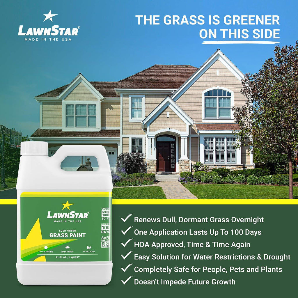 Grass Paint for Lawn, Ideal for Dormant, Patchy or Faded Gardens, 32oz | LawnStar Grass Paint, Covers 500-1,000 sq ft