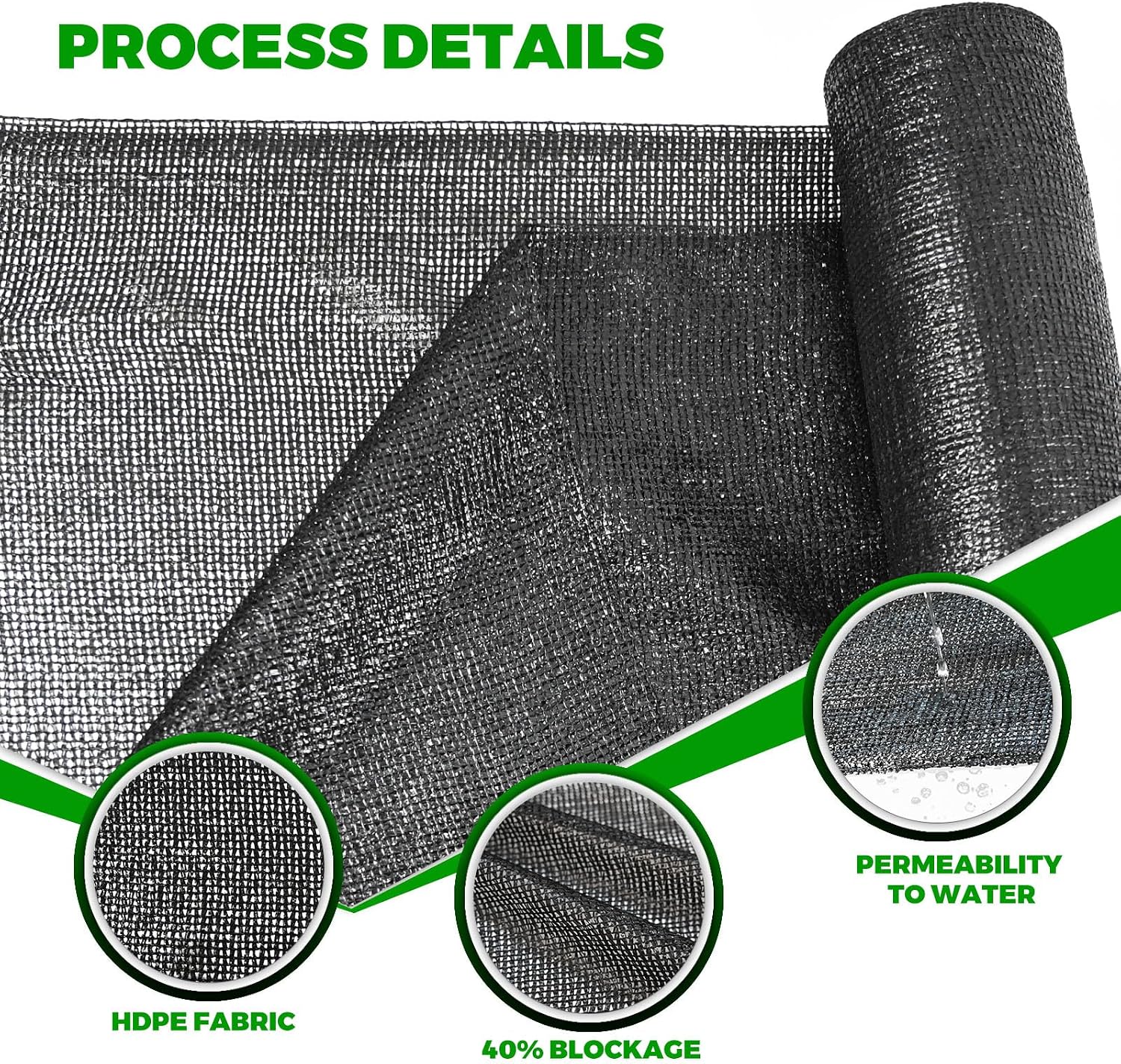 Shade Cloth Roll 6x100FT, 40% Shade Cloth Mesh for Garden | 40% Shade UV Resistant Shade Cloth Mesh Cover with Clips