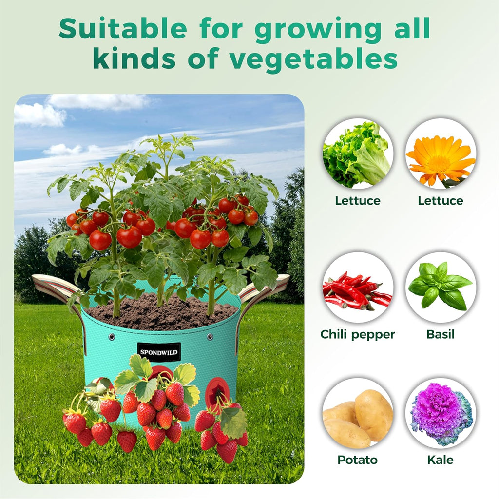 7 Pcs 25 Gallon Grow Bags, PE Plant Pots with 8 Breathable Holes | Collapsible Gardening Supplies with Drainage Holes