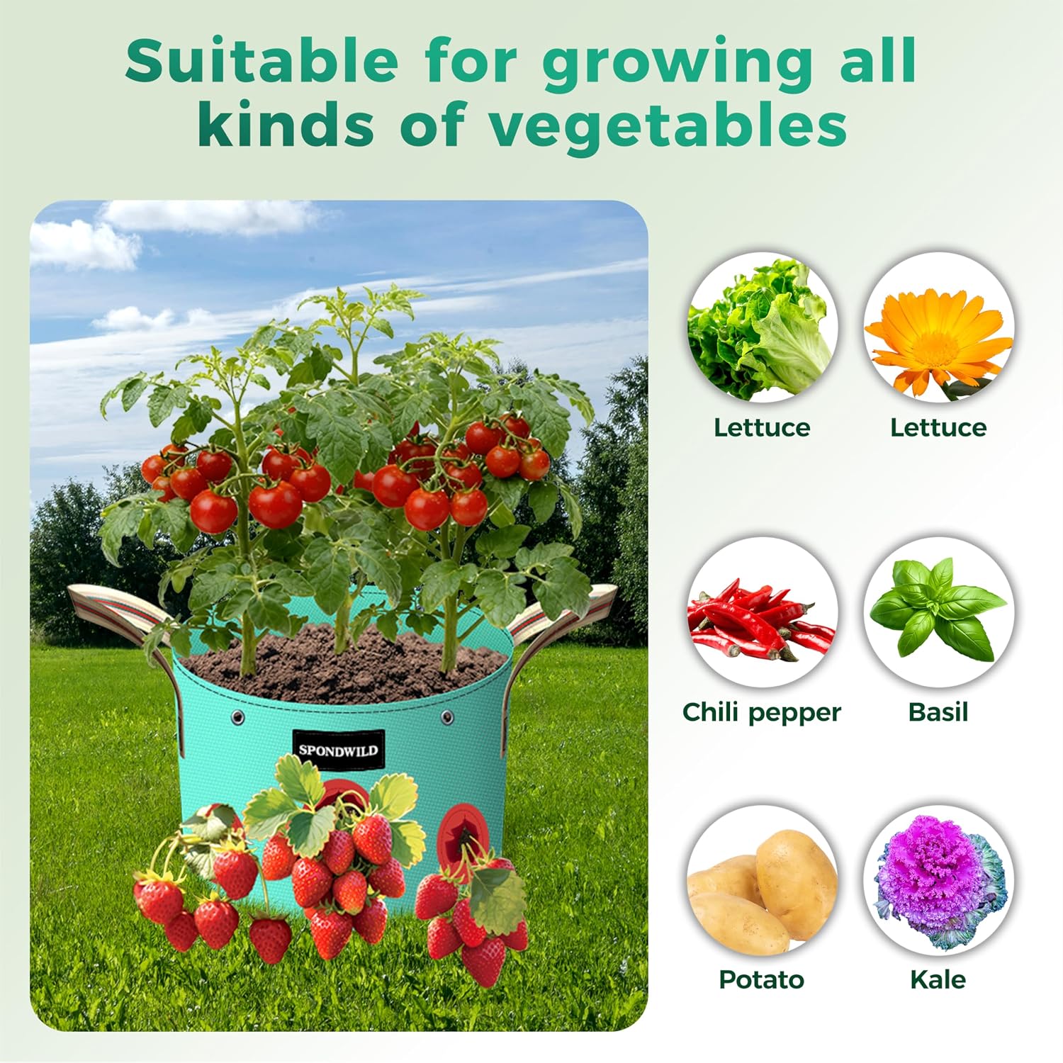 7 Pcs 25 Gallon Grow Bags, PE Plant Pots with 8 Breathable Holes | Collapsible Gardening Supplies with Drainage Holes