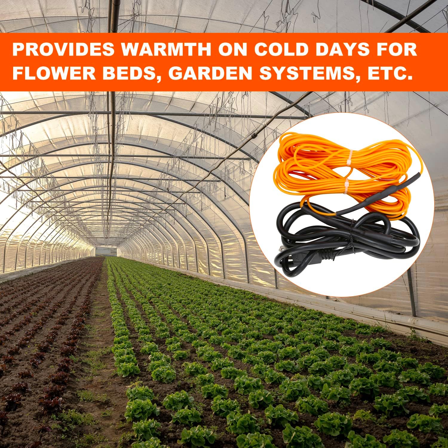 Soil Heating Cable 49 Ft Electric Soil Warming Cable Greenhouse Plant Soil Heater Cable Keep Soil Warm for Soil
