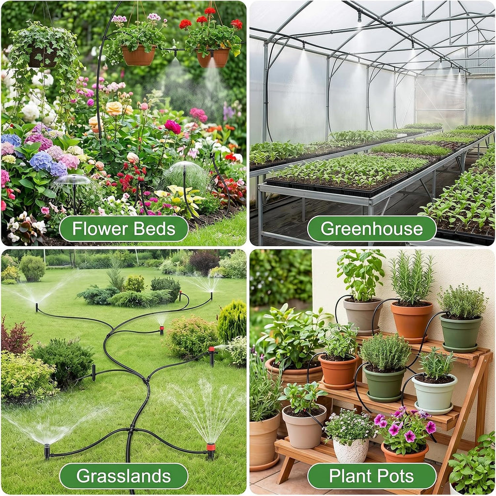 Drip Irrigation Kit – 230FT Automatic Garden Watering System with Quick-Connect 1/4" & 1/2" Fast-Lock Tubing