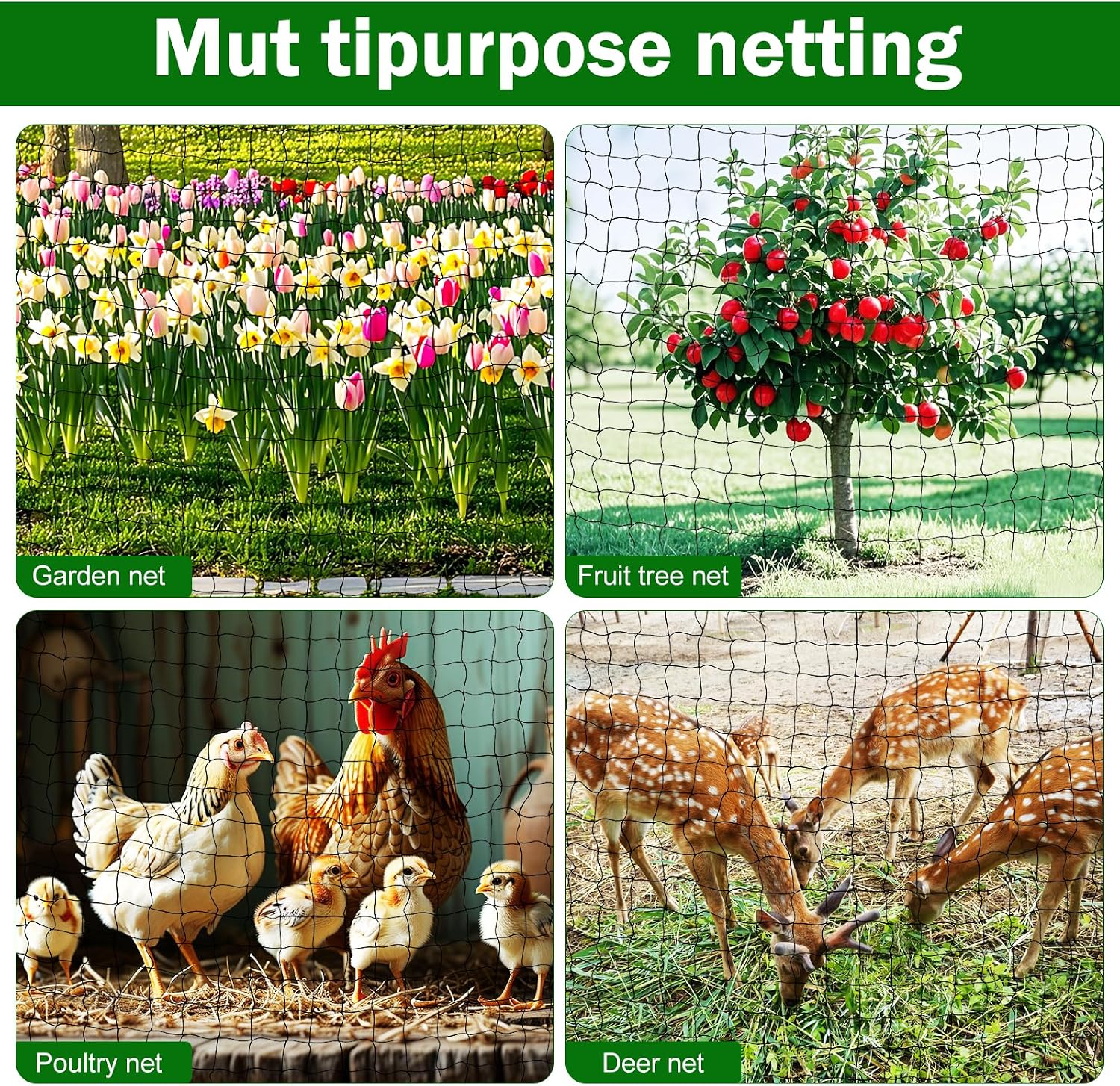 Bird Netting for Chicken Coop 25 X 50 Ft 1" Square Mesh Heavy Duty Chicken Run Netting Roof Cover Against Hawks