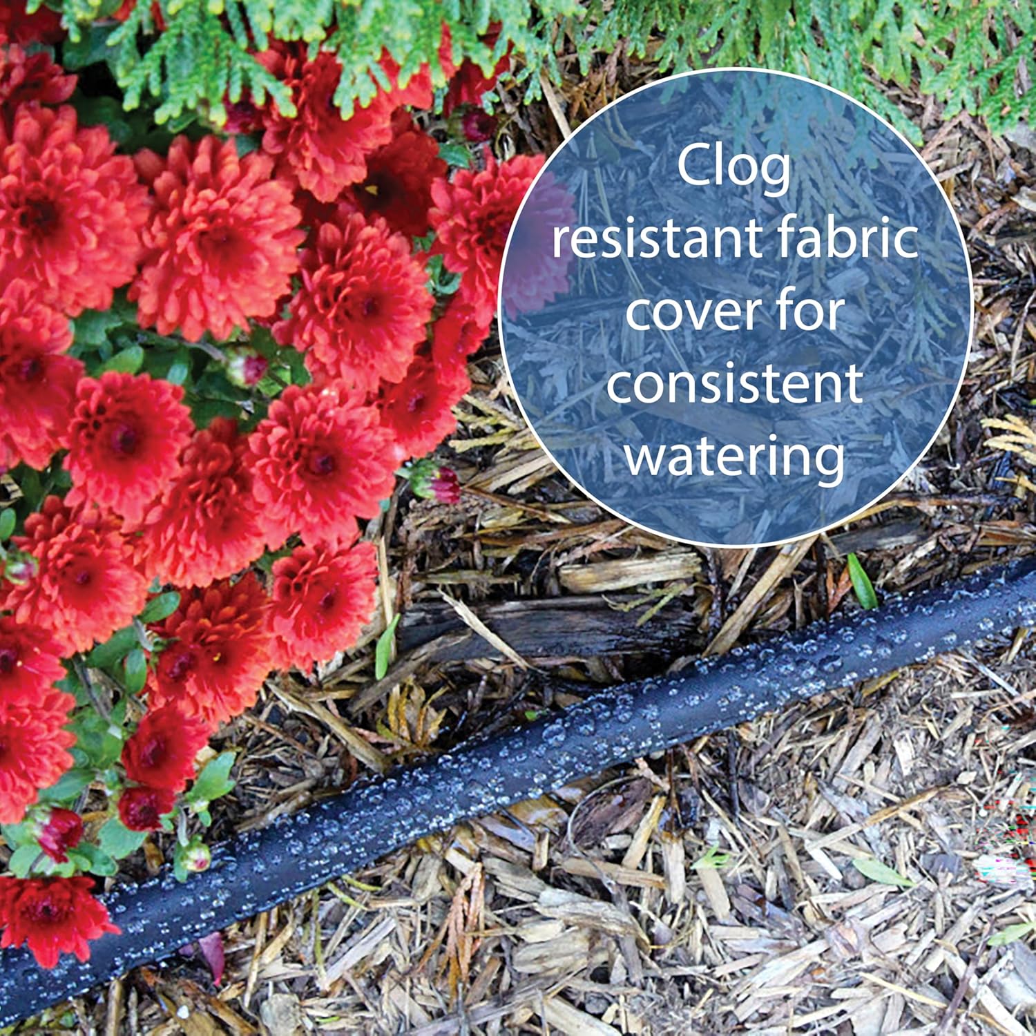 Gilmour 75' Black Flat Weeper Soaker Hose for Garden Beds, Drip Irrigation Outdoor Hose, Flexible Garden Hose for