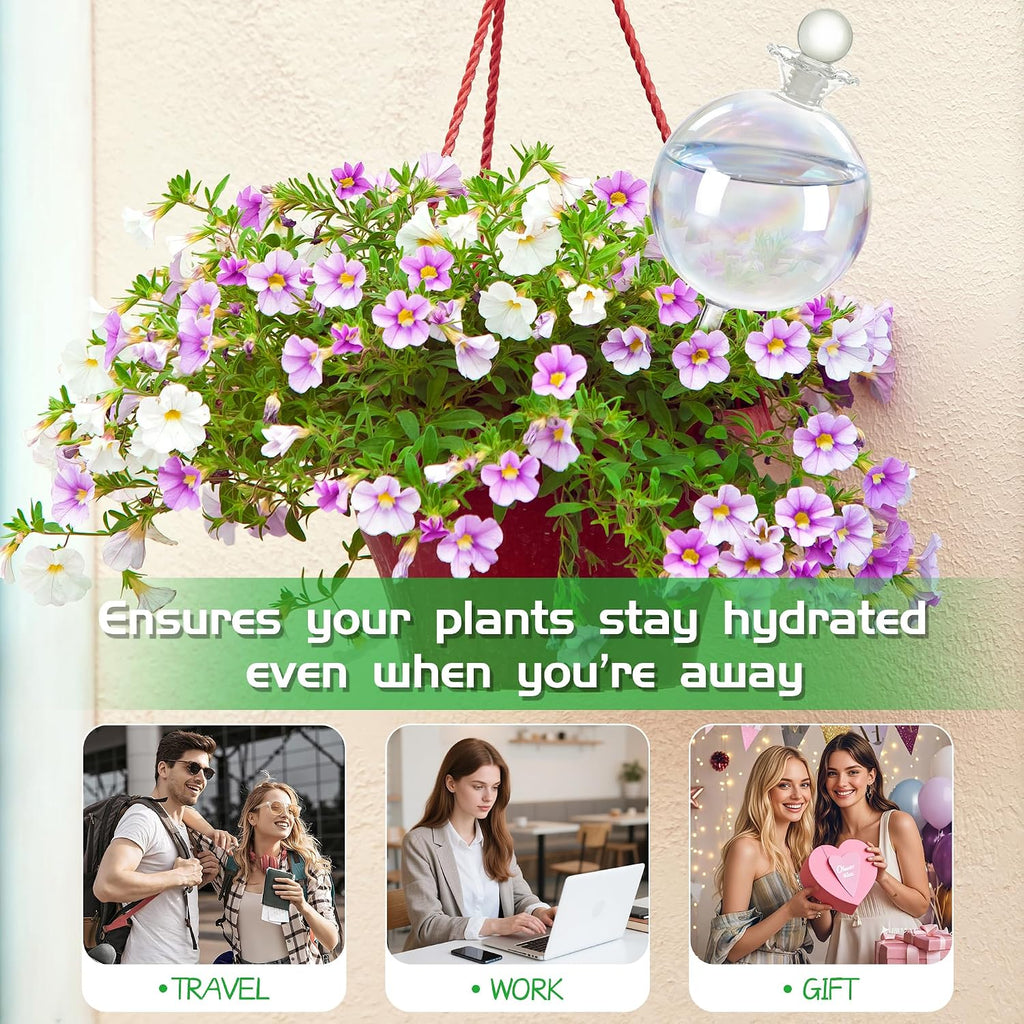 17 oz Extra Large Plant Watering Globes, Glass Self Watering Globes, Rainbow Gradient Self Watering Planter Insert