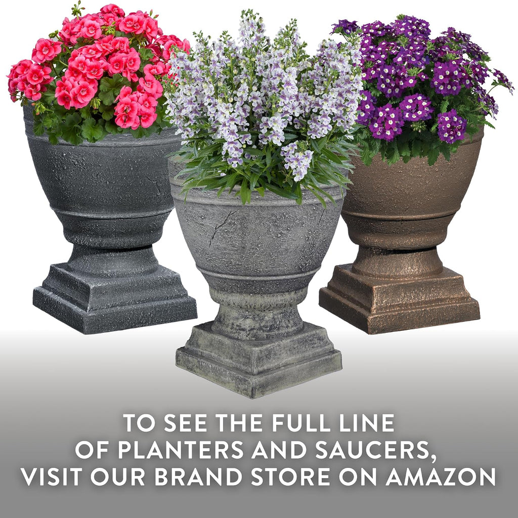 GROWSCAPE Spartan Urn Planter - Timeless Plant Urn for Floral Displays - Durable Indoor & Outdoor Plastic Garden