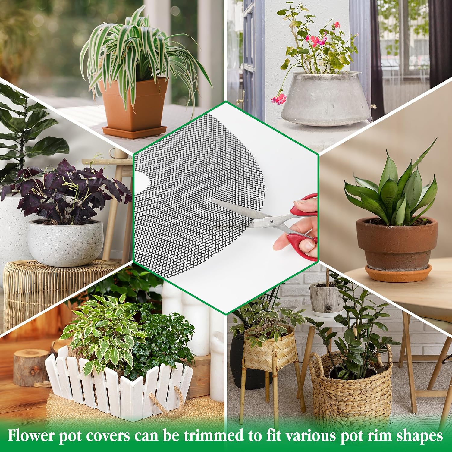 10pc 15.7" Plant Pot Grids Cuttable Plant Pot Soil Covers Protectors from Animals-Indoor Plant Pot Soil Guard for