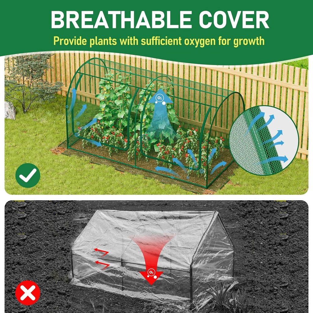SPECILITE 98x49x49in Garden Plant Netting Mesh Cover for Raised Bed, Green | Roll-up Zipper Door, for Vegetables