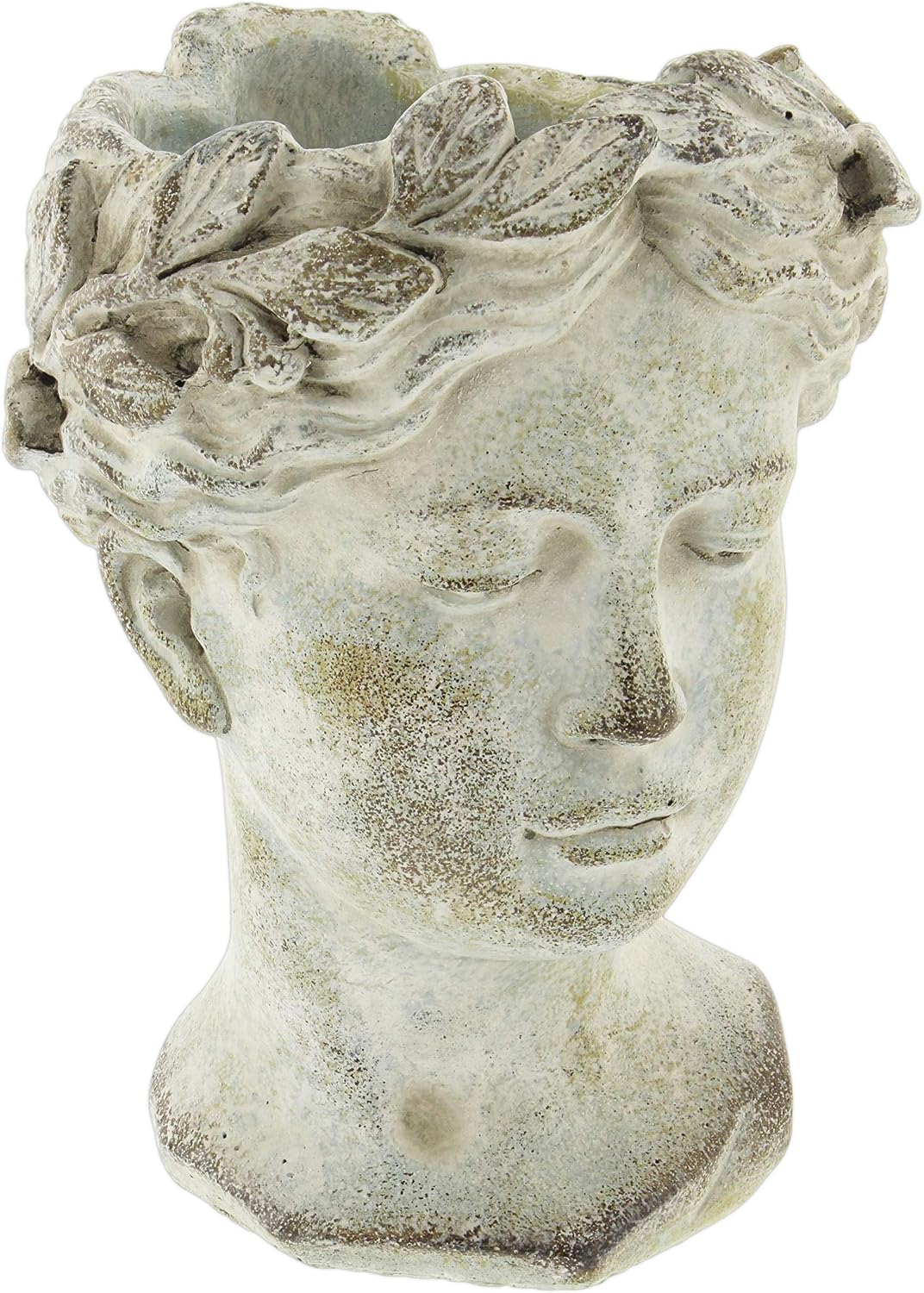 Greek/Roman Style Female Statue Head Cement Planter (Style 1) | Beautiful Woman's Head Pot for Indoor Home Decor or