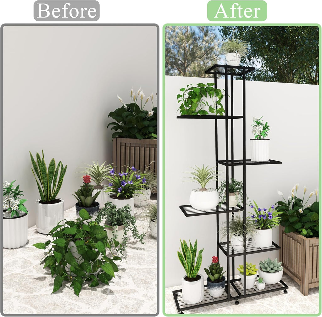 Plant Stand Indoor Outdoor Plant Stands for Patio 6 Tier Tall Plant Stand Metal Flower Shelf Multilayer Flower Holder