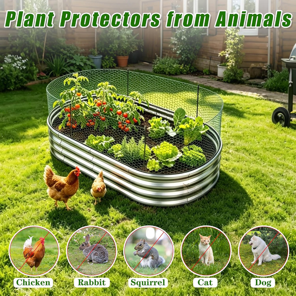 Plant Protectors from Animals for Raised Beds, Garden Chicken Wire Fencing | 4X2FT Garden Bed Fence with Metal Stakes