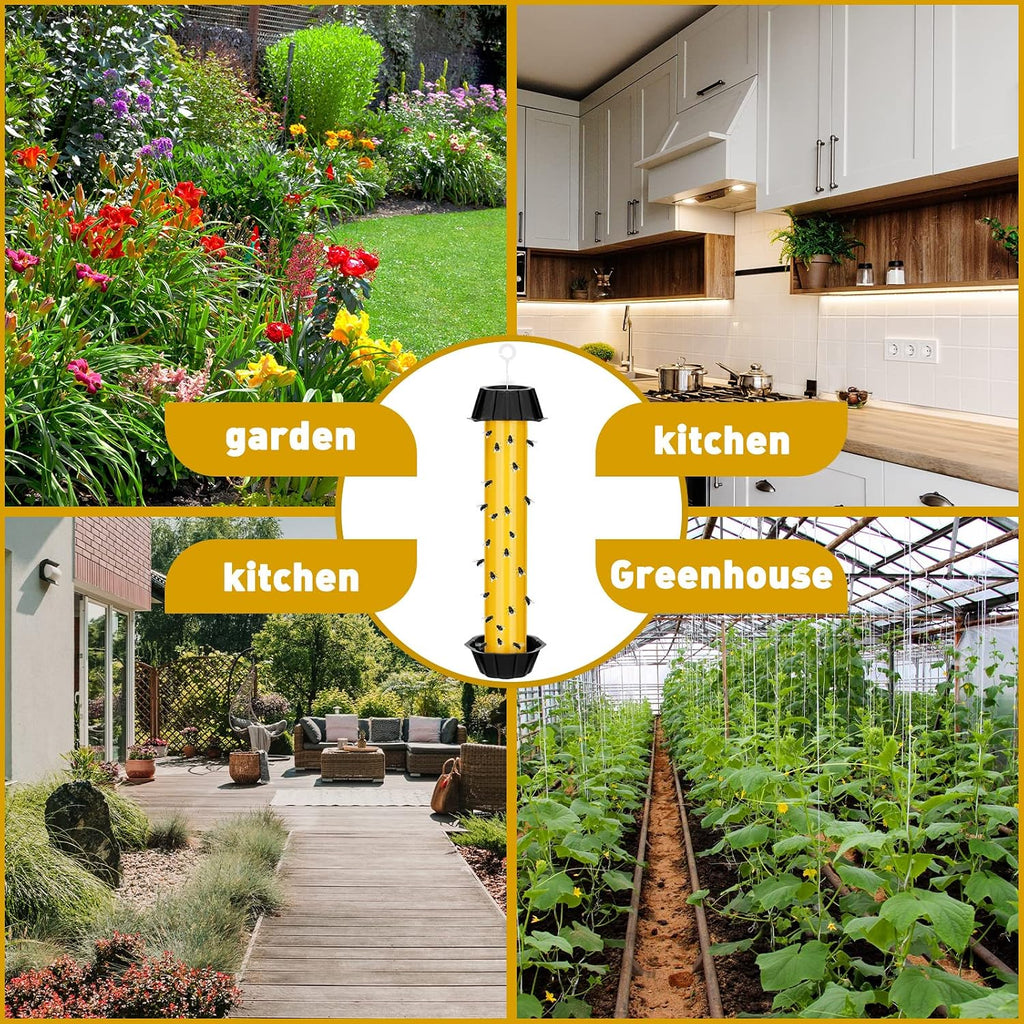 Qualirey 8 Pcs Sticky Fly Trap Fly Stick Indoor Outdoor Long Lasting Hanging Flies Bug Catcher Paper Tape Strips with