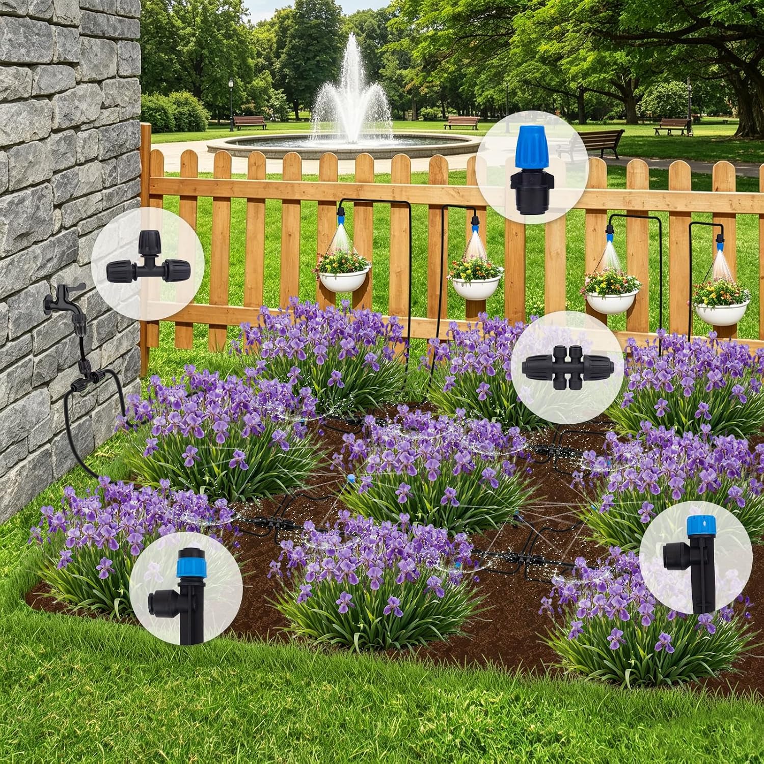 240FT Drip Irrigation System Kits, Quick-Connect Garden Watering System for Raised Bed, Potted Plants, Lawn, Greenhouse