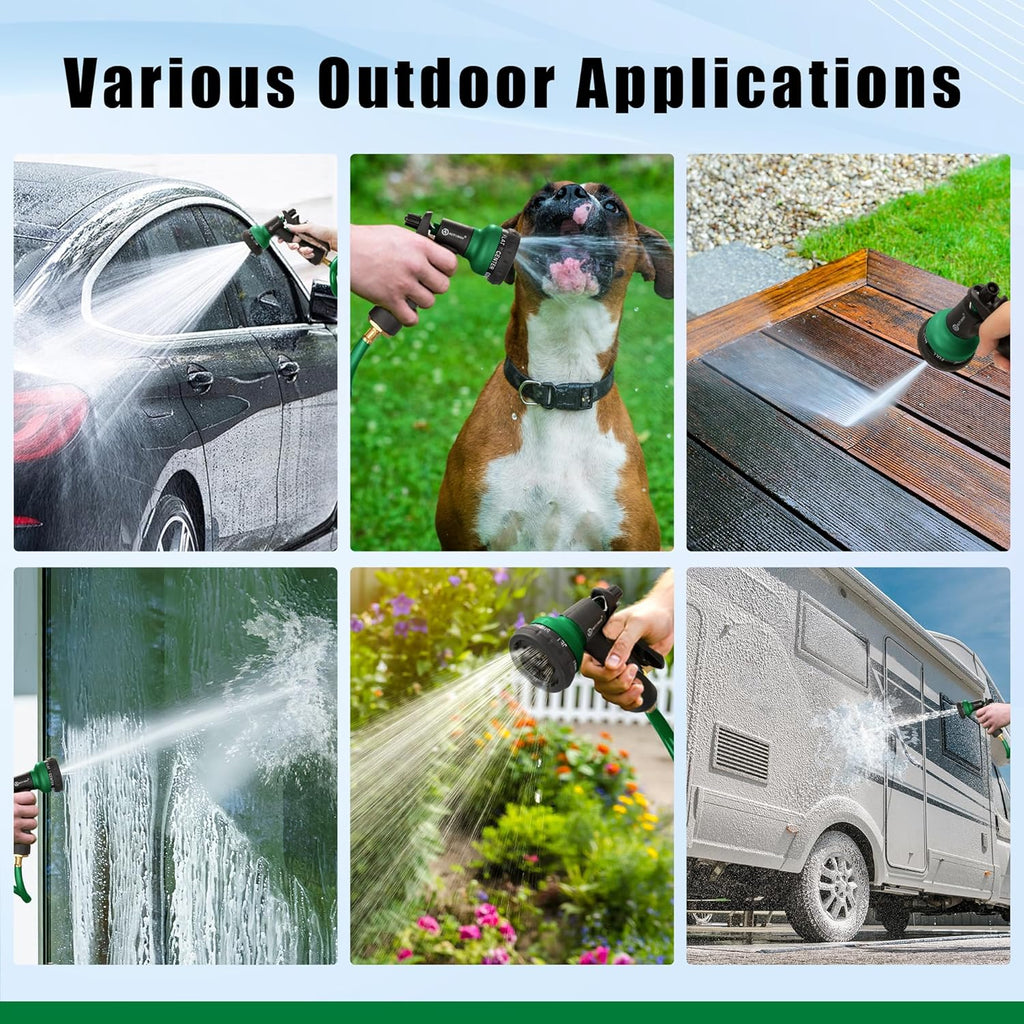 AUTOMAN Coil Garden Hose 50 ft, EVA Curly Water Hose with Brass Connectors, Recoil Garden Water Hose,Includes 7-Pattern