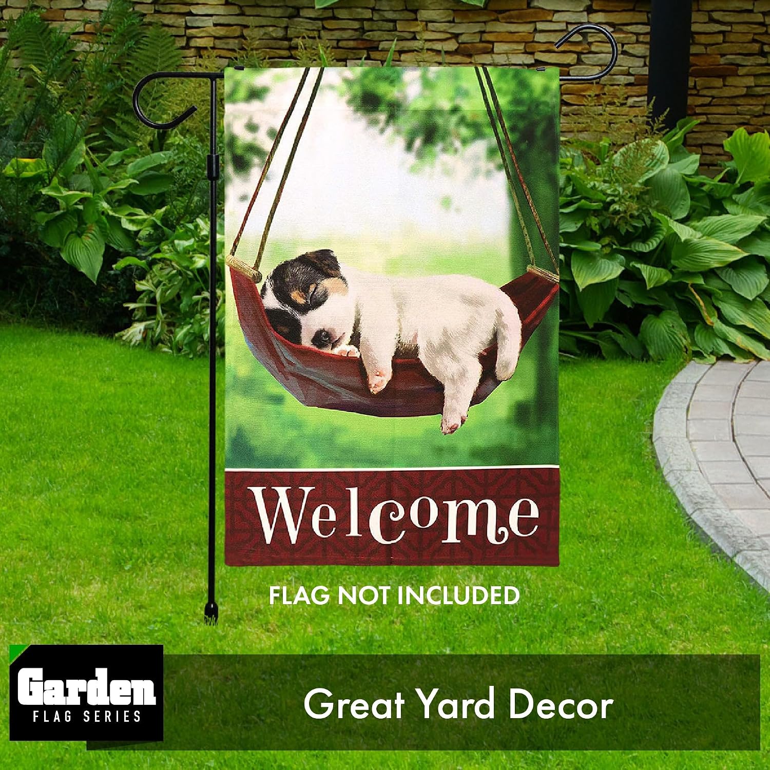 G128 2 Pack: Yard Garden Flags Holder, Garden Flag Stand Outdoor Flag Holder, Black Iron 36" H x 16" W