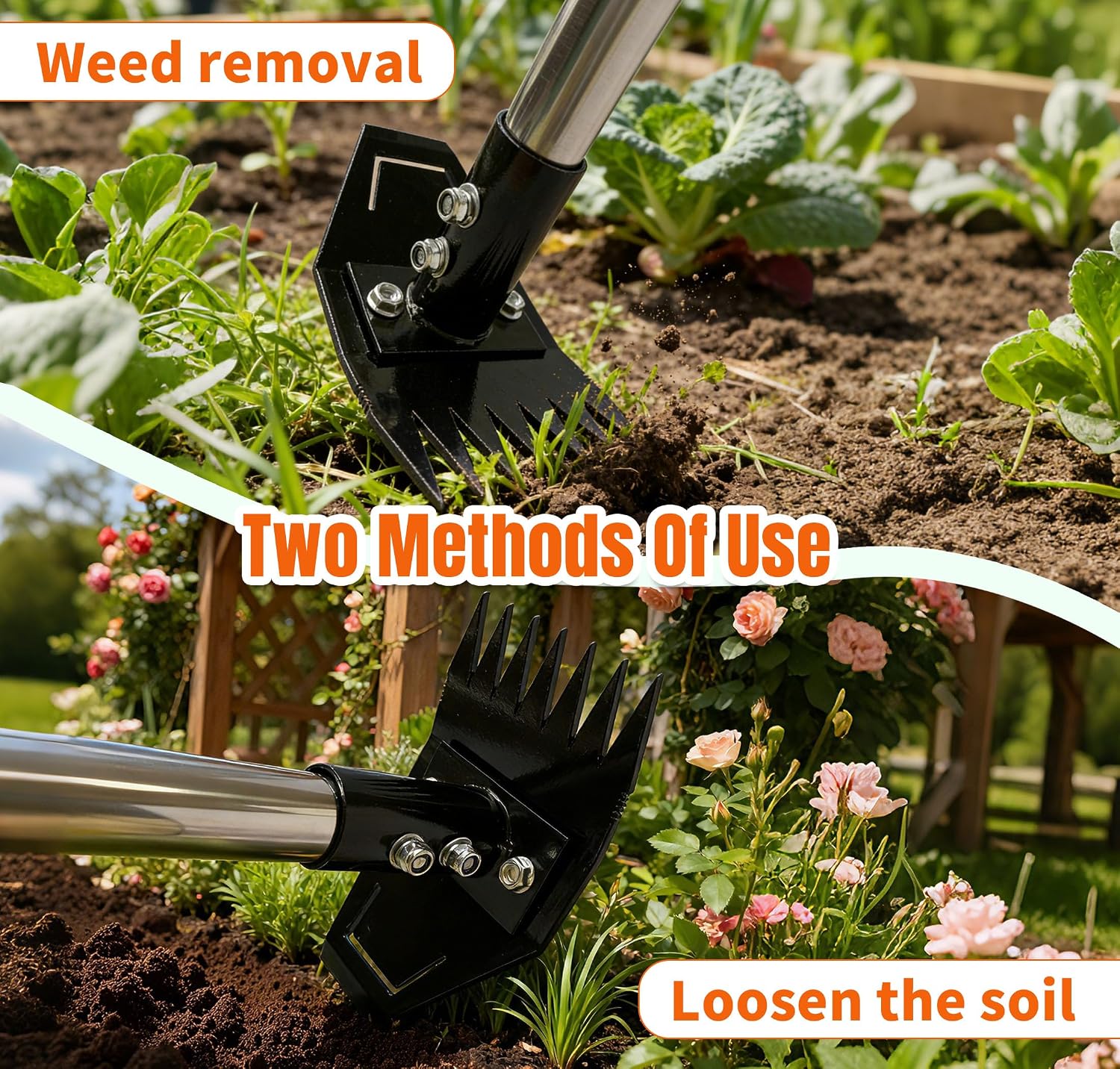 Weed Puller Tool with Long Handle, Manual Weed Remover Tool, 2 in 1 Weed Rake&Grabber and Garden Hoe, Dandelion
