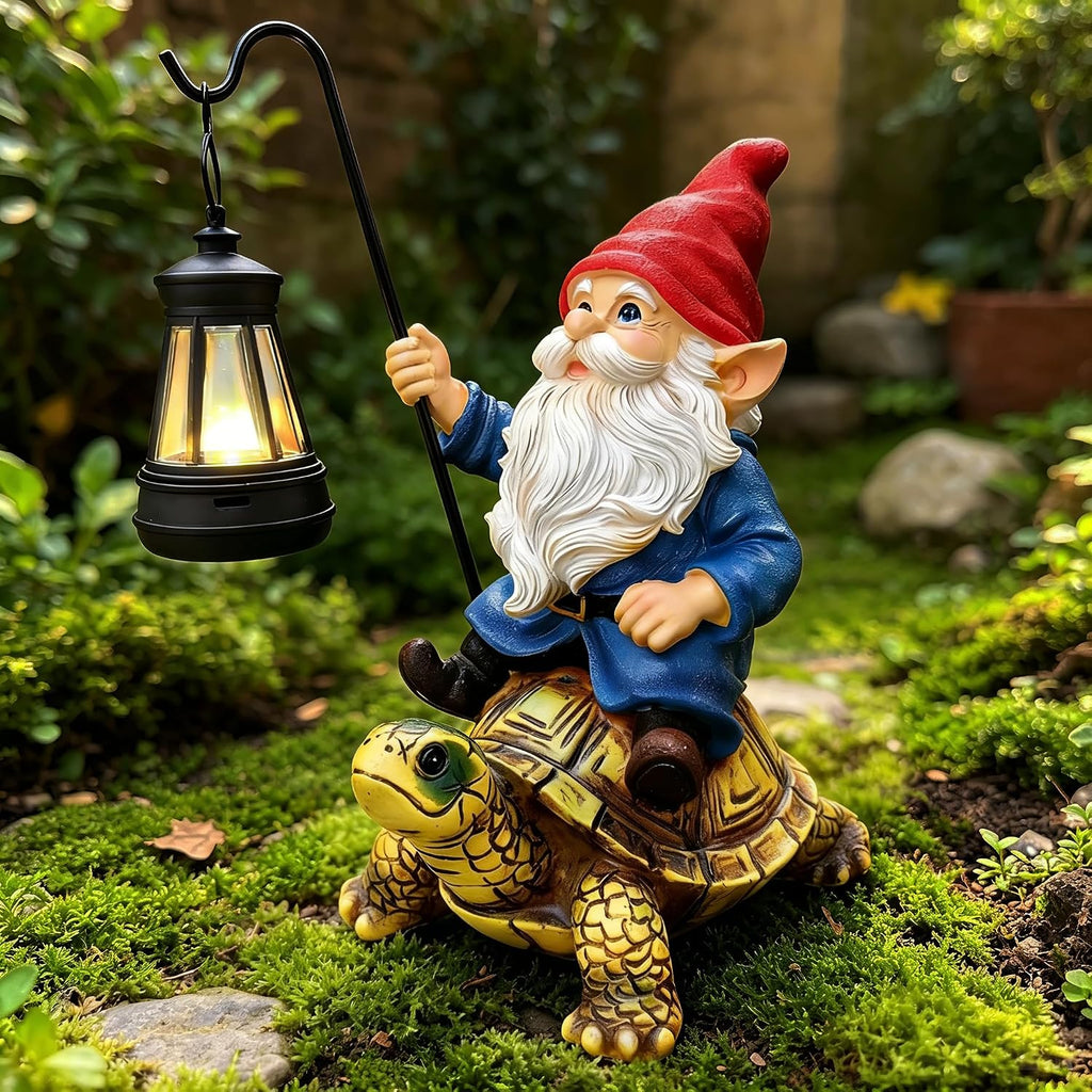 Outdoor Garden Gnome Statue, Solar Light Gnomes Statues Decoration for Yard | 7" Garden Gnome Outdoor Statue, Solar