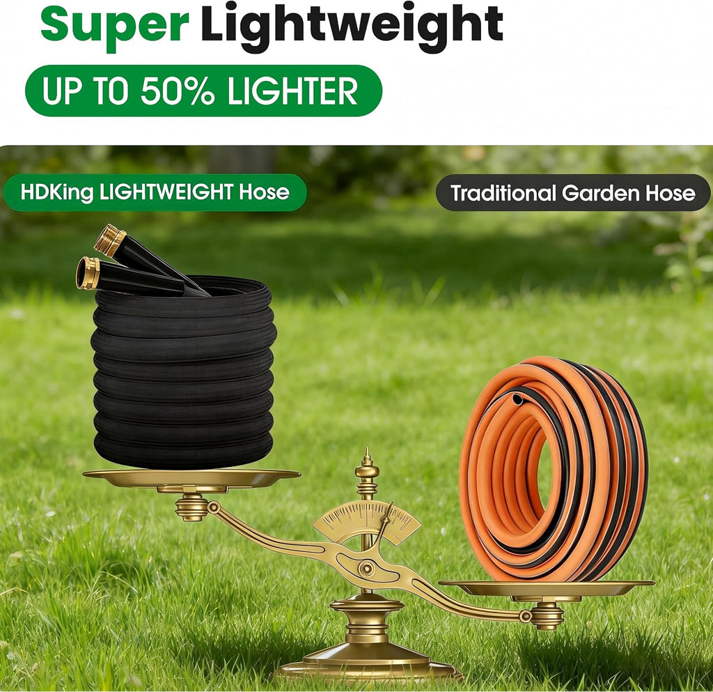 Garden Hose 100FT, Non-Expanding Water Hose Ultra Lightweight | Kink-Free, Burst-Resistant, Lead-Free, Durable &