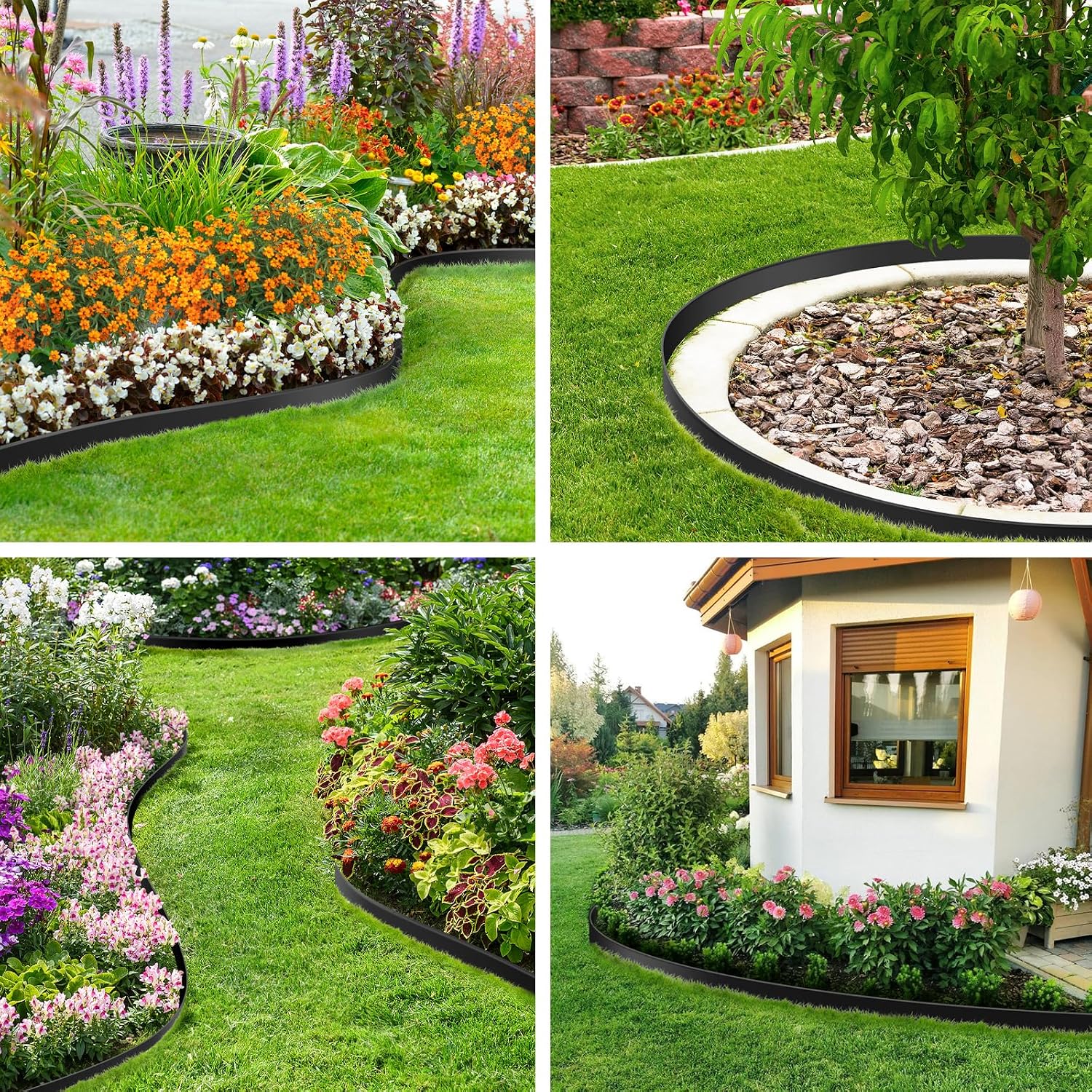 1.5 Inch x 100 FT Landscape Edging, Garden Edging Borders with 100pcs Upgrade Stakes, Flexible No Dig Plastic Garden