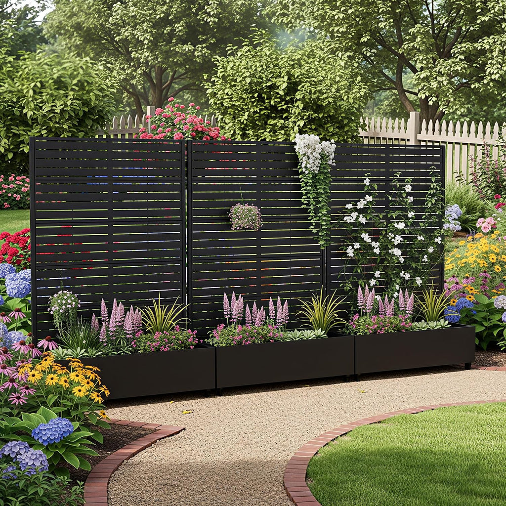 Casaphoria Metal Raised Garden Bed with Trellis and Wheels, 72"x47"x16" Planter Box for Climbing Plants, Vegetables &