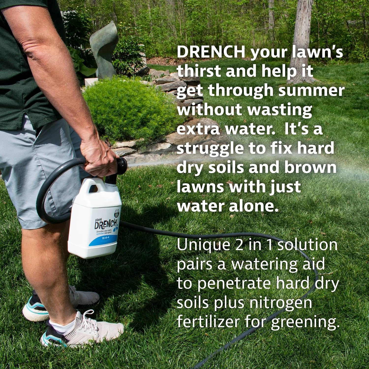 Lawn Drench by Mark and Phil’s, Liquid Lawn Fertilizer, Deep Root Soil Treatment for Lawn Health and Recovery, 15-0-4