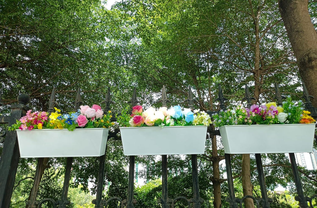 3 Pcs Large Hanging Flower Pots for Railing Or Fence 16 Inch Railing Planter Box for Any Balcony, Porch or Deck