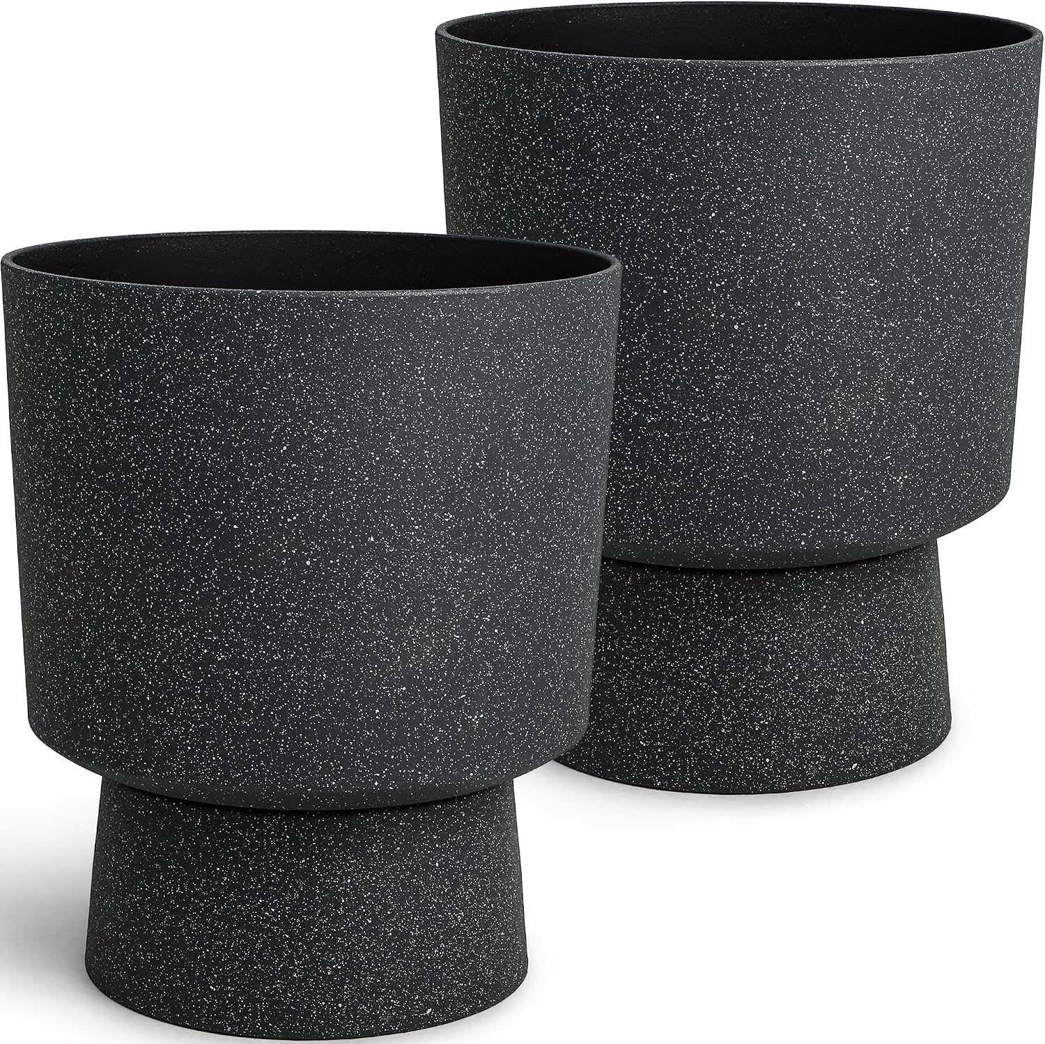 16.8" Pedestal Planters for Outdoor Plants, Large Urn Flower pots S/2 | Durable Plastic Large Outdoor Planters with