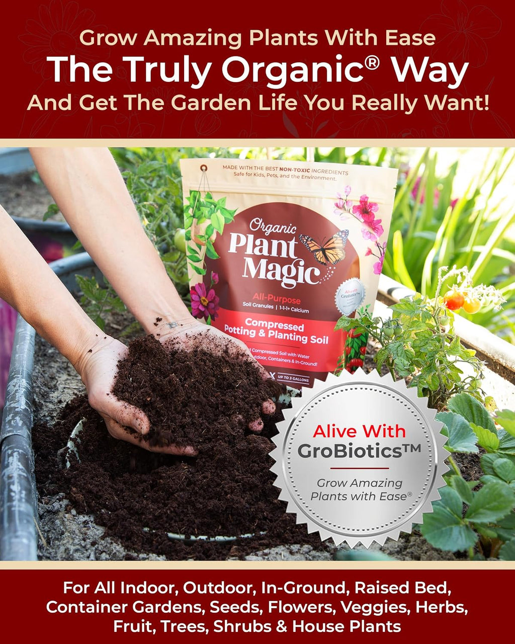 Compressed Organic Potting Soil: 100% Organic, Expands Up to 4X with Water, Nutrient-Dense Plant Food Derived from Worm