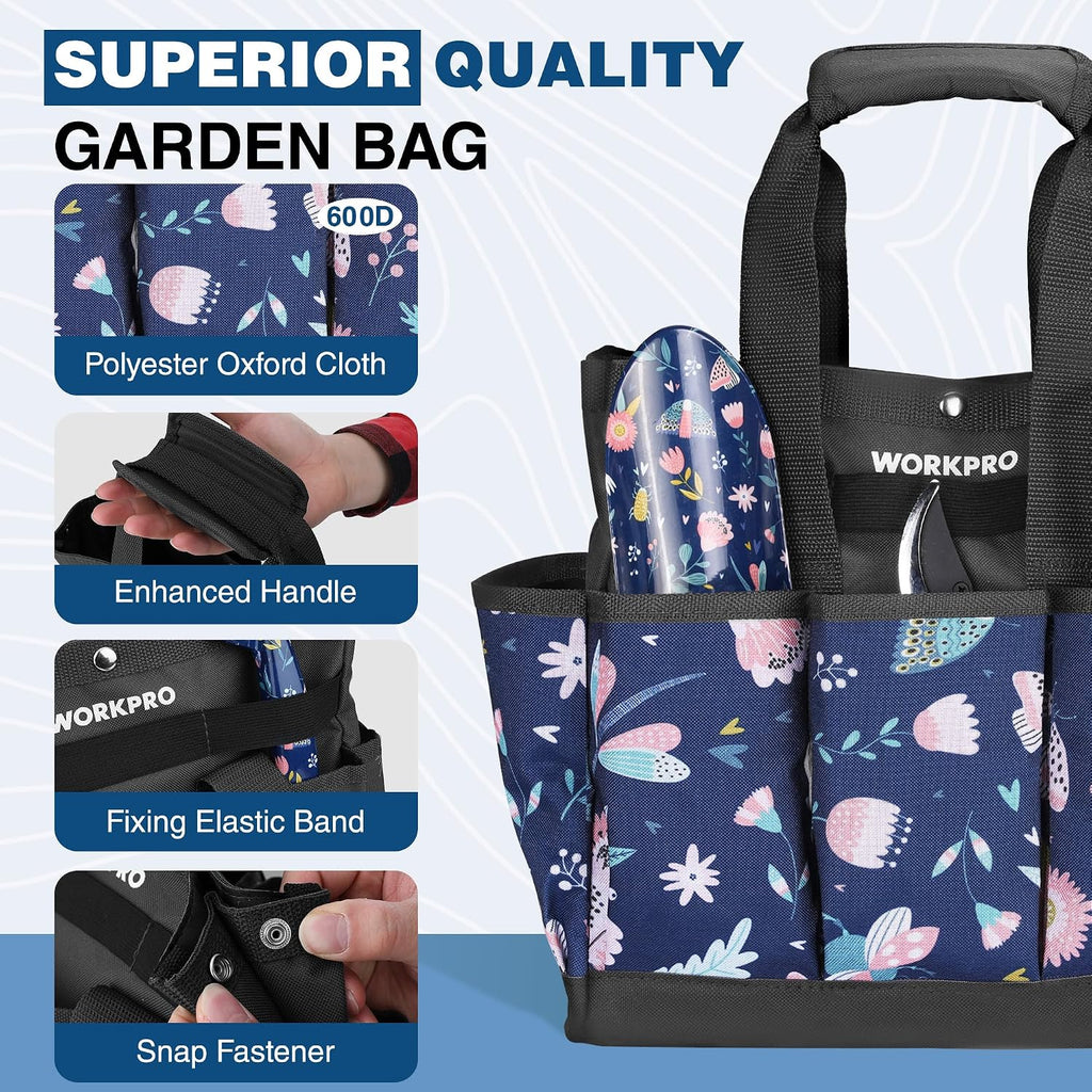 WORKPRO 5-Piece Aluminum Garden Tool Set, Heavy Duty | Gardening Tool Set with Garden Tool Bag, Outdoor Garden Hand