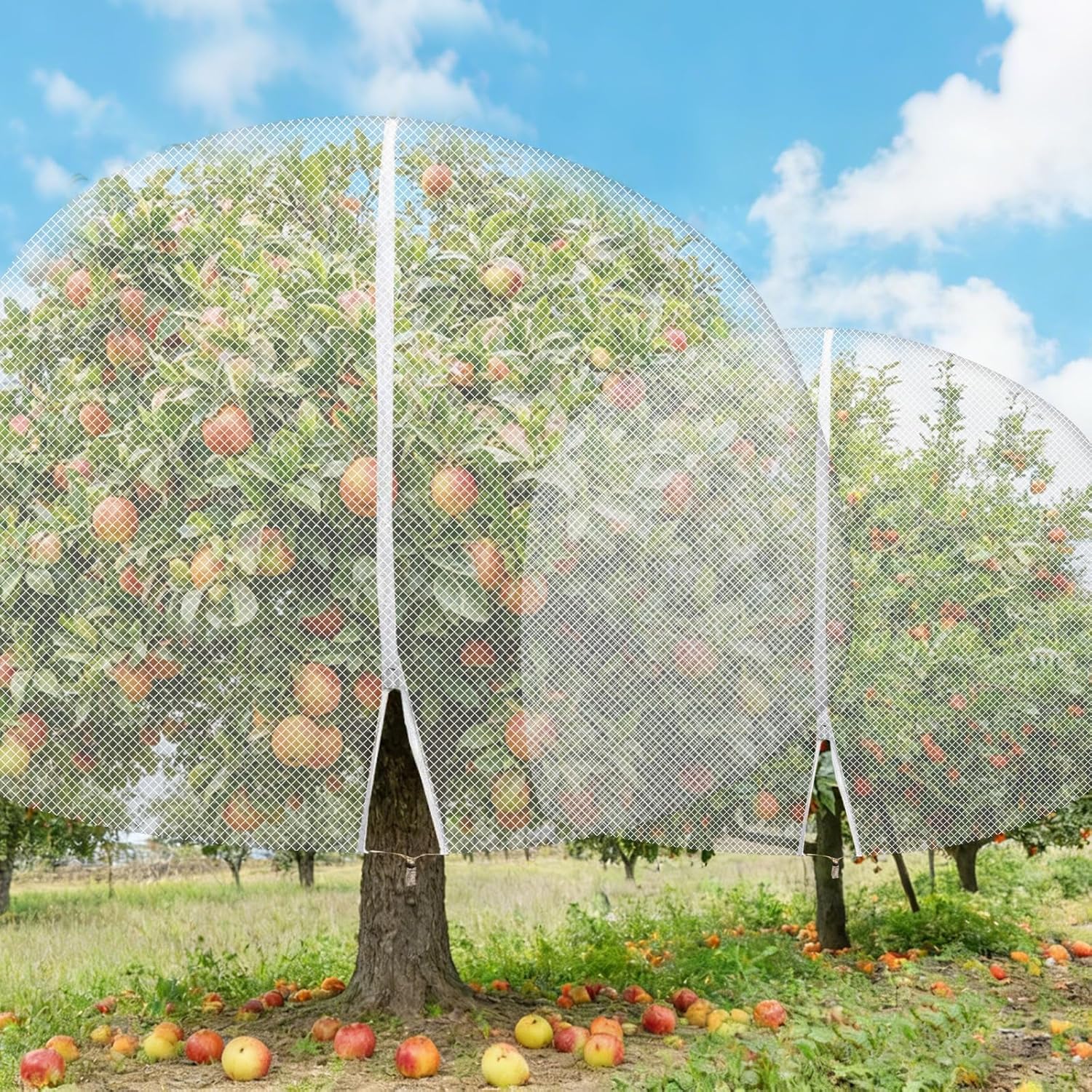 1Pcs 15ft x 15ft Extra Large Fruit Tree Netting Cover with Zipper and Drawstring Garden Plant Protector Bird Barrier