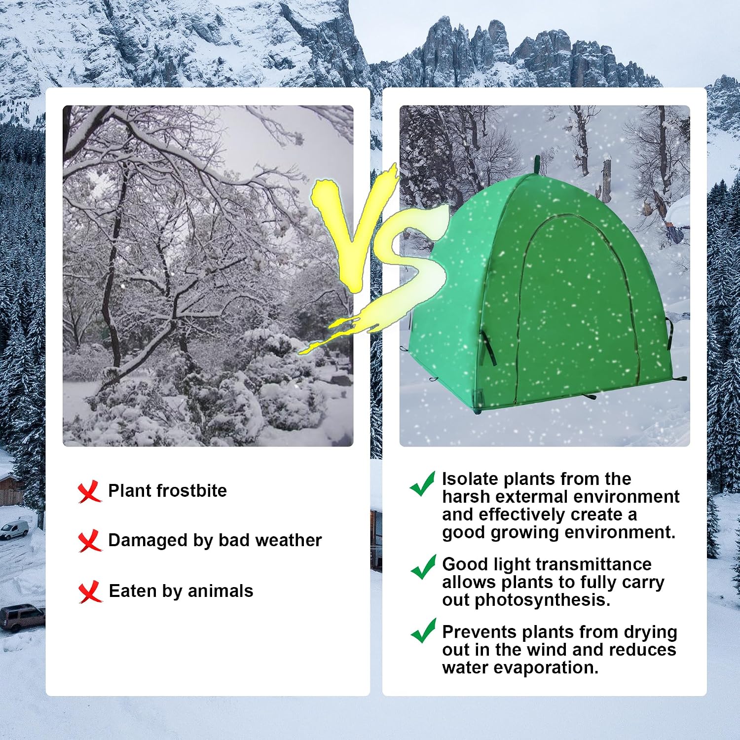 59″*59″*60″ Large Winter Plant Warm Covers with Air Hole for Raised Bed- Warm Tent Freeze Protection Humidity Domes for