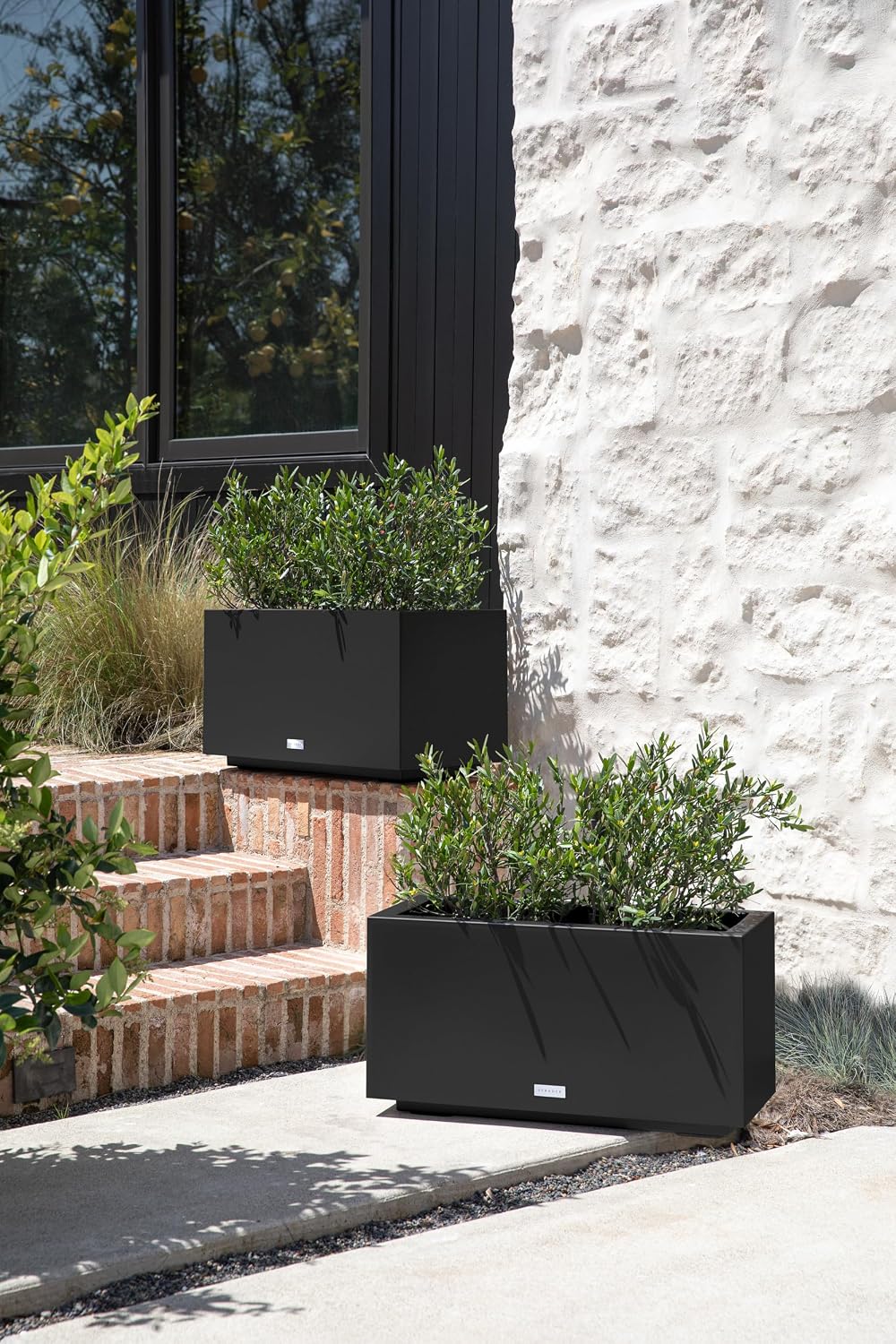 Veradek Block Series Long Box Planter - Rectangular Outdoor Planter | Made From Durable Plastic With Double-Walled