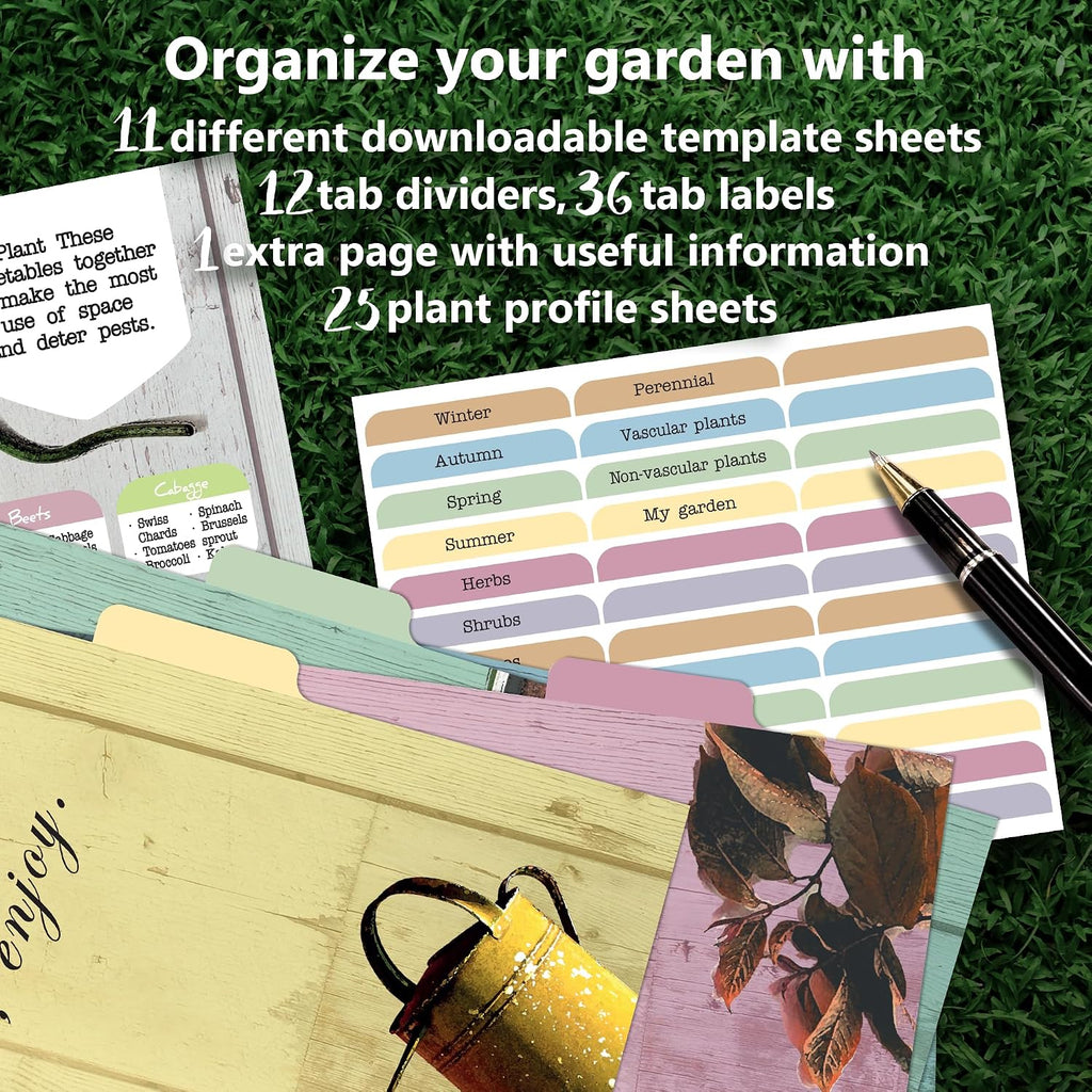 Garden Journal, 3 Ring Full Page 8.5x11" Binder. Seed Packet Organizer Kit, Perfect Planner & Almanac & Notebook for