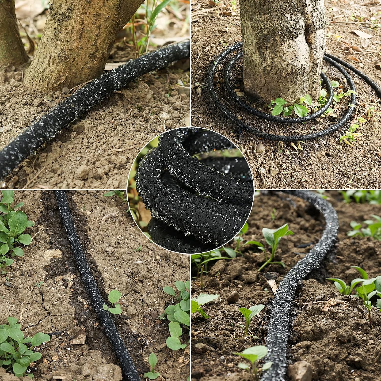 Soaker Hose 100 FT for Garden with 1/2" Diameter Irrigation Hose Save 70% of Water Solid Brass Interface Eminently