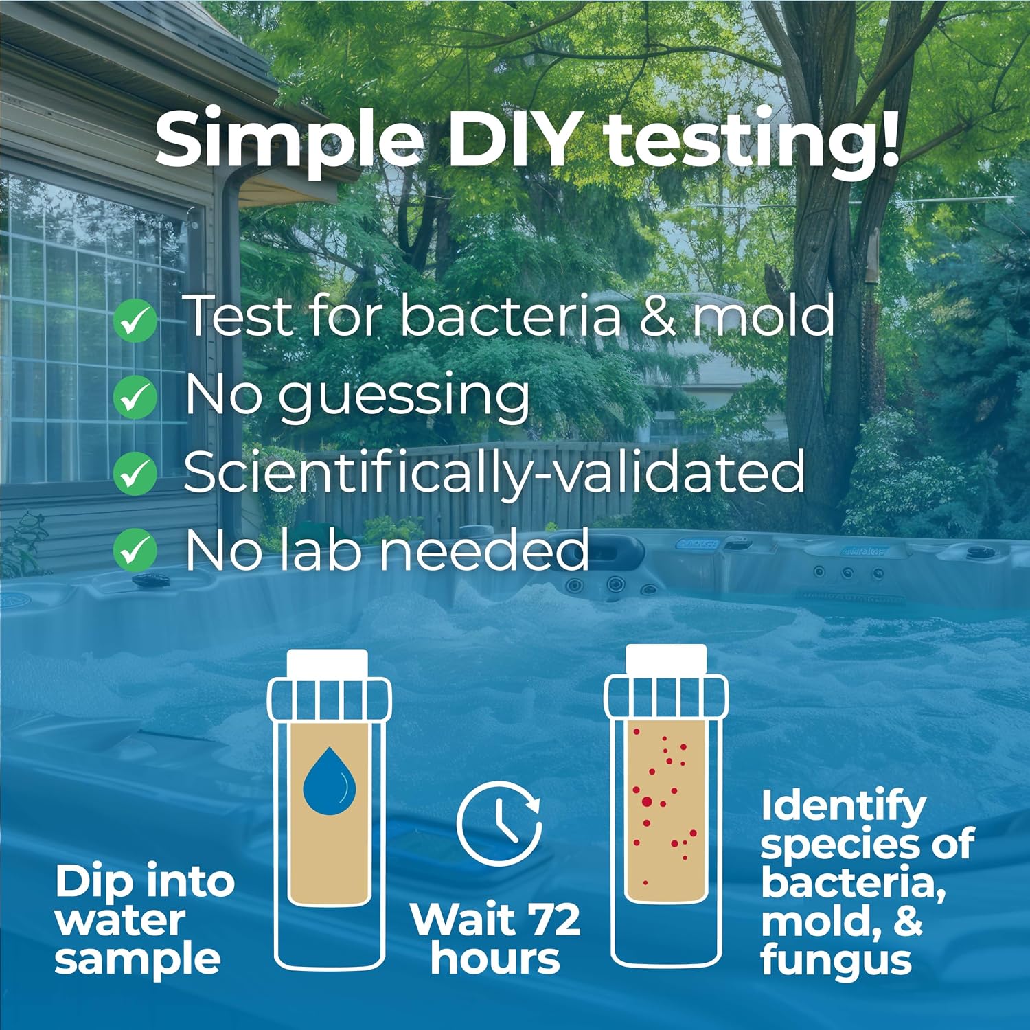 Detekt® Hot Tub & Pool Water Test for Bacteria & Mold - Species ID
