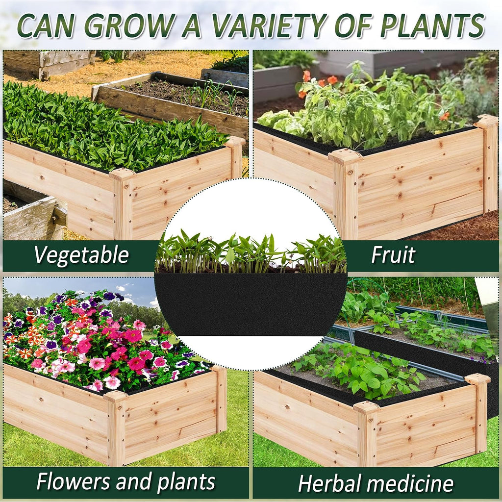 2PCS Raised Garden Bed Liner Fabric Raised Garden Bed Breathable Drainage Rectangle Grow Bags with Handles Fabric
