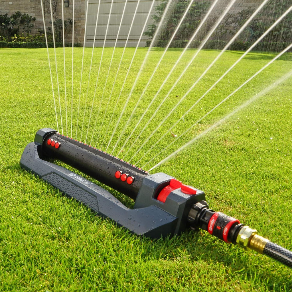 Eden 96212 Turbo Oscillating Sprinkler | Covers Up to 4,400 sq. ft., 18 Precision Nozzles, Adjustable Range, Flow