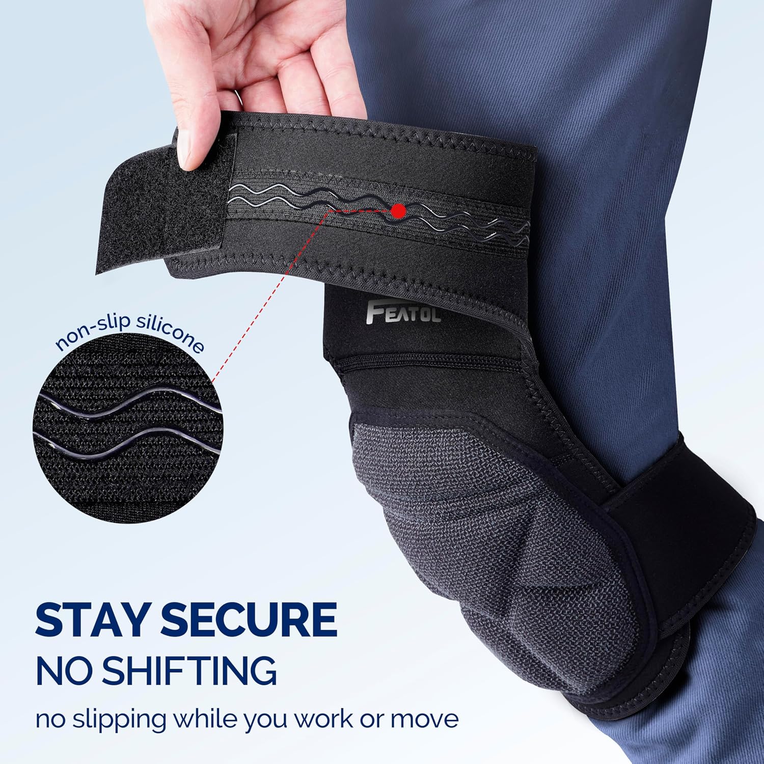 FEATOL Gardening Knee Pads for Women Men, Soft Foam Cushioning & Wear-Resistant Kneepads, Non-Slip Floor-Safe